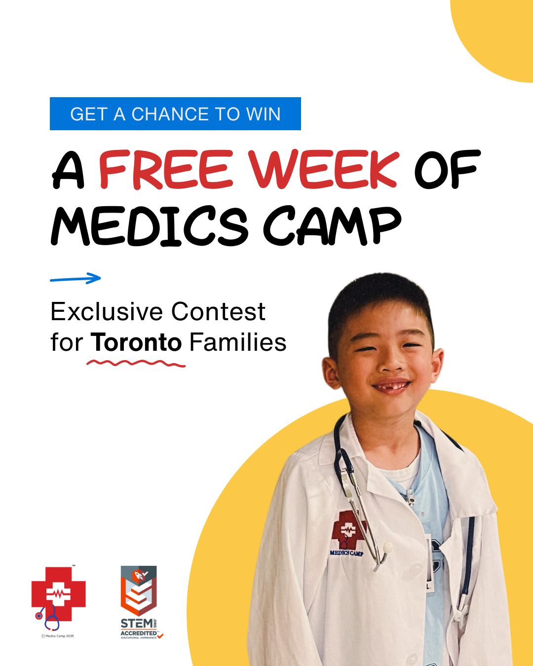 Attention, Toronto parents! 🚨
Your future healthcare hero could WIN a FREE week of STEM-accredited Medics Camp!
This program was ranked as one of the top 10% worldwide by industry leader STEM.org.
Our vision is to inspire meaningful change in the lives of others by introducing children to STEM and the medical field at an early age, equipping them with the knowledge and passion to make a transformative impact on global healthcare in the future.
Is your child a future healthcare hero? 👨⚕️ 👩⚕️
Registration opens January 4, 2026 at www.medicscamp.com
#TorontoContest #STEMforkids #DowntownEastToronto #TDSB #TorontoParents #FreeCamp
