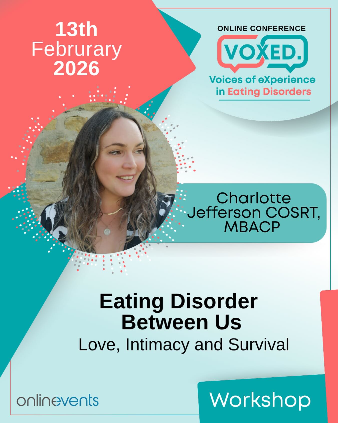 🎤 I’m speaking at the online conference: VOXED – Voices of eXperience in Eating Disorders.
🖤My workshop is: “The Eating Disorder Between Us - Love, Intimacy & Survival”. I will explore how eating disorders impact couples and close relationships, and what can help when navigating difficult times.
📅 February 13, 2026
💻 LIVE Online
🎟 Register via @onlineventscpd for your ticket which includes access to the LIVE conference & recordings!
We’d love for you to join us, this is going to be a very insightful conference!
@kel_mhb @onlineventscpd