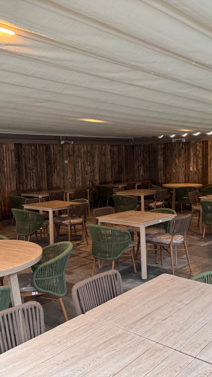 A smarter alternative to a marquee.
We replaced this tired marquee with a @corradioutdoorliving roof system complete with retractable roof, side screens and push bar doors and a refined interior finish.
We also supplied the furniture to suit the space: durable Bude rope chairs paired with wood effect Padstow dining tables, chosen for comfort, longevity and a warm, considered look that works just as well for everyday dining as it does for events.
The result - a better-looking, harder-working space - and a pretty great project to end the year on.
#retractableroof #roofsystem #gardentransformation #pubdesign #pubgarden #countrypub #hospitalitydesign #commercialfurniture #contractfurniture #restaurantdesign #outdoorfurniture #pubgarden #ropefurniture