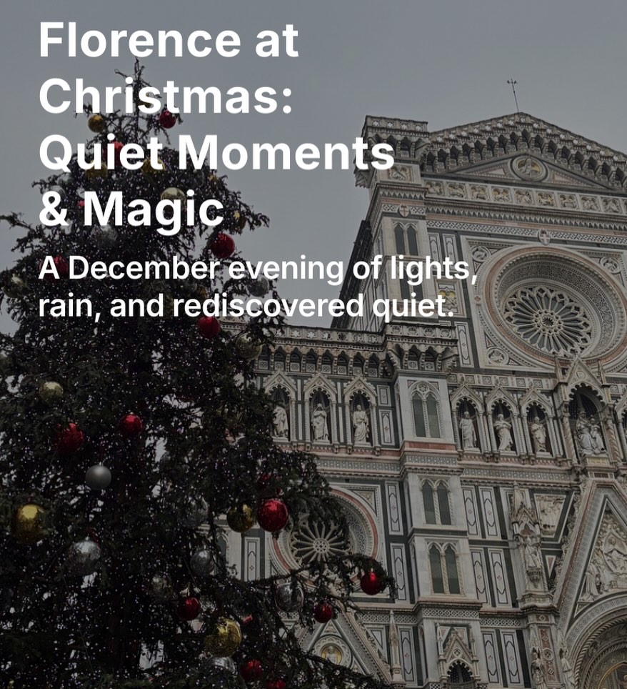 “Yesterday afternoon slipped quietly into evening as I walked through Florence’s historic centre, finishing the last of my Christmas shopping. The light softened, the sky dimmed, and for the first time in months the city felt like it was exhaling. Not collapsing into silence, but easing its shoulders down after holding tension for too long.
The American students had gone home, their laughter and hurried footsteps replaced by something slower, lower, more familiar. The tourists had thinned out too, their rolling suitcases no longer rattling across the stones. And suddenly, almost disorientingly, I could hear Italian again. Not fragments, not background texture, but full conversations drifting past me, wrapping around corners, echoing off stone walls. Florence had found its own voice again.”
Follow the links in my bio to read the full article on either my website or Substack.
#firenze #florence #christmas #natale #thisisangeladotcom