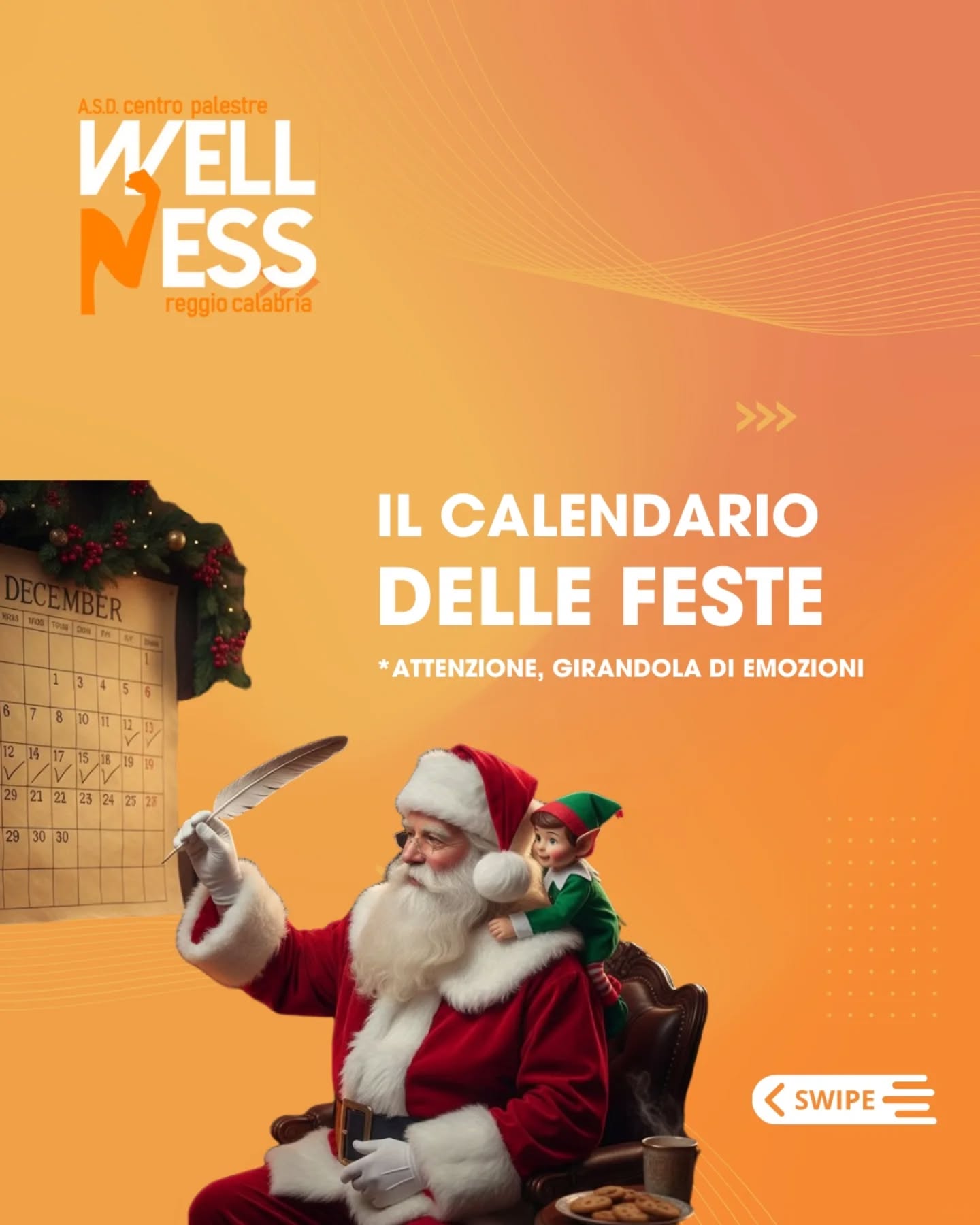 🎄 Il calendario delle feste Wellness 🎄
📍 APERTI regolarmente
👉 Lunedì 5
📍 CHIUSI
❌ Giovedì 25
❌ Venerdì 26
❌ Sabato 27
❌ Martedì 6
❌ Giovedì 1
📍 APERTI con orario ridotto (7:30 – 13:30)
⏰ Mercoledì 24
⏰ Mercoledì 31
Tra pranzi infiniti, dolci non richiesti e buoni propositi che iniziano “da domani” 😅
noi ci siamo… quando vedi scritto APERTI 💪
Scorri le slide 👉 per non sbagliare giorno
e da tutto il team Wellness Reggio Calabria
✨ Buone Feste! ✨