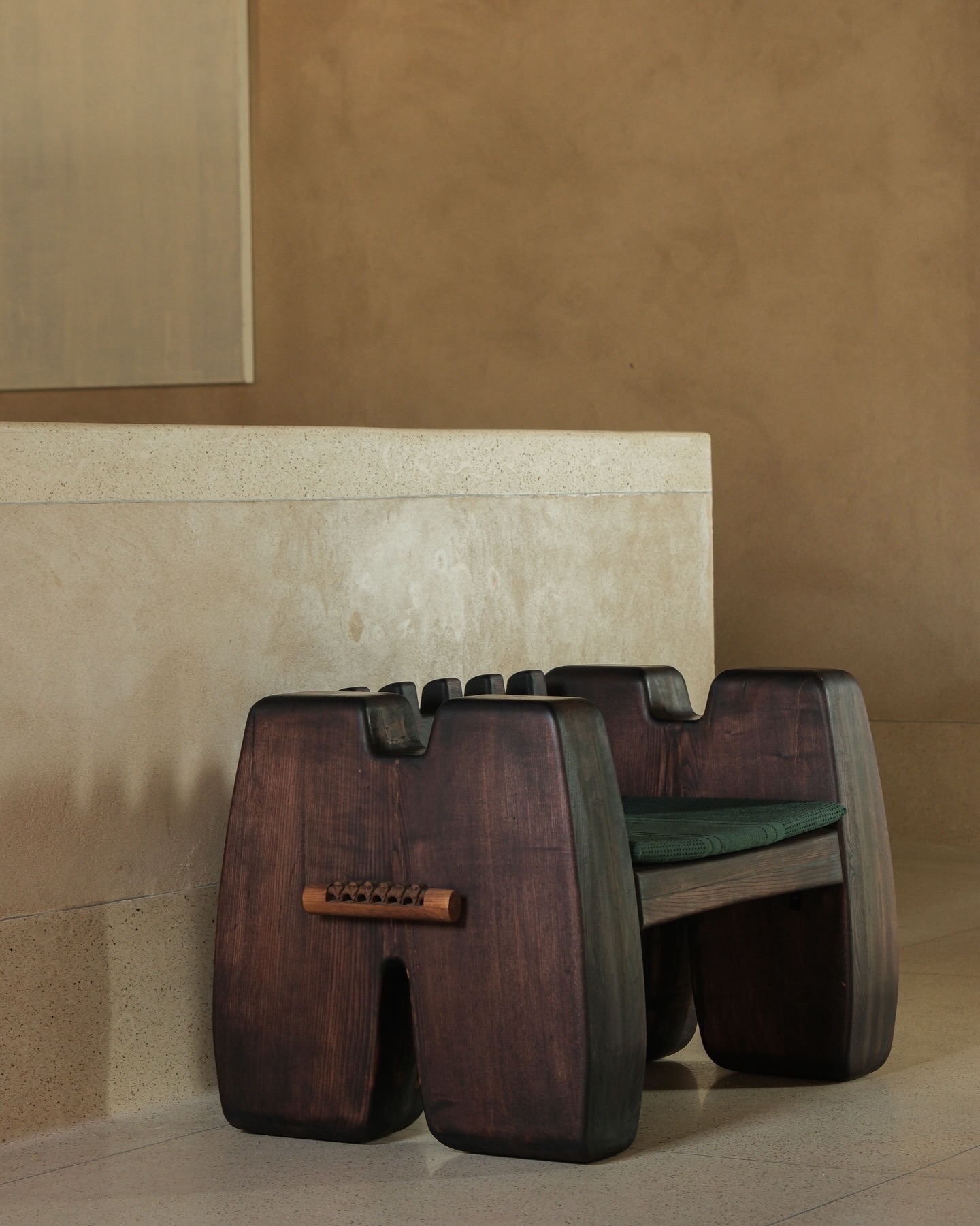 “For centuries we have tried to transcend matter by searching for the invisible through religion, through astrology, through thought. Yet, it is within matter itself that our truest expression resides.”
- Words by Inma Buendía
Takhat grew from this very impulse: a yearning for cultural origin, and a desire to foreground the brutal honesty of material- its weight, its grain, and the hands that shape it.
Takhat now sits at the House of Galleries, designed by Architecture Brio @architecturebrio for @anurag.khanna