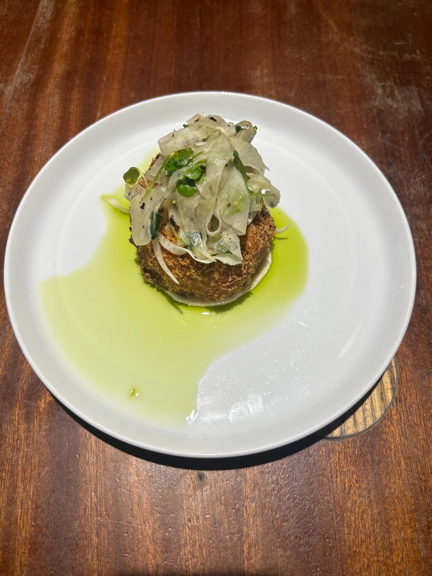 Haddock & Prawn Fishcake, Whipped Cods Roe, Leek Oil, Fennel Salad #oceanfestiveflavours #brainfoodinspiration #dogsnotafan #bonuspic