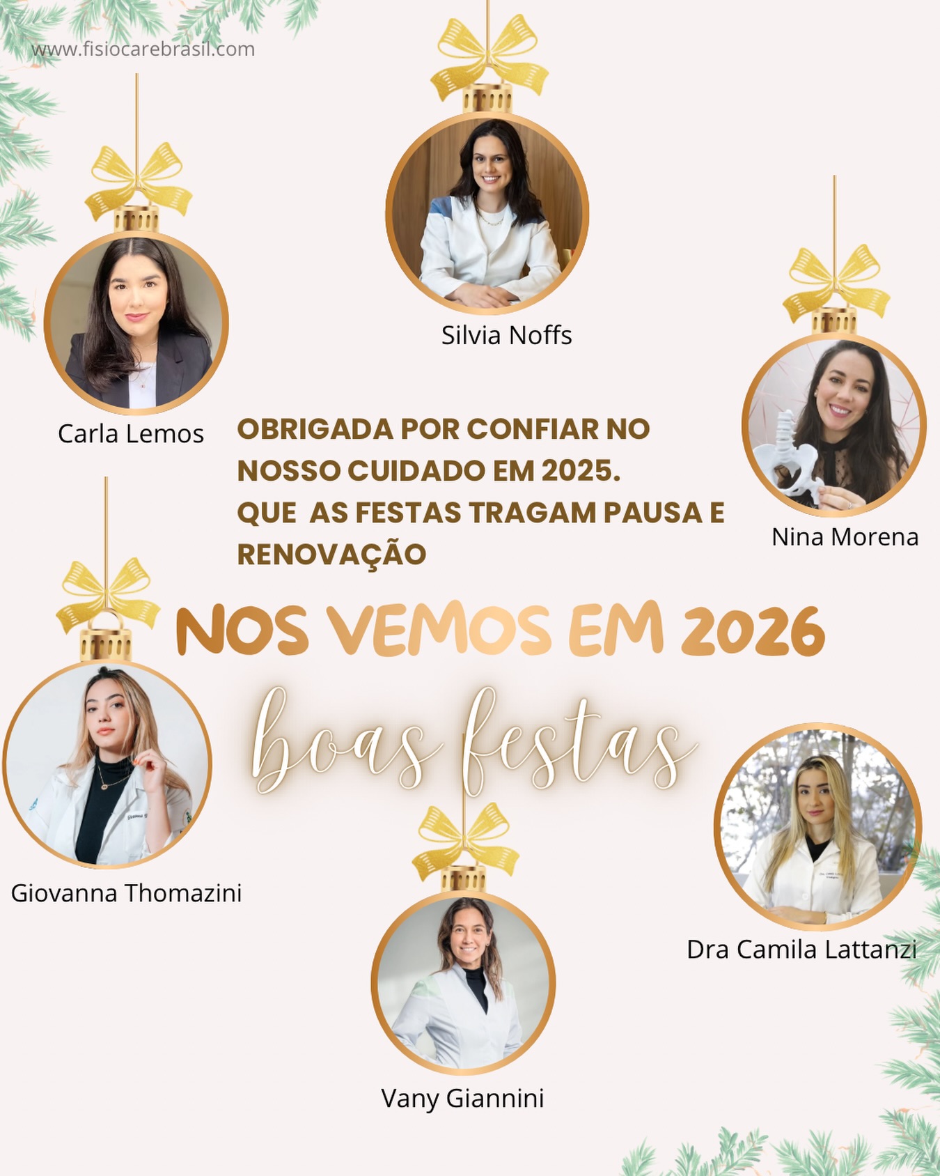 Encerramos 2025 com o coração cheio de gratidão 💛
Obrigada a cada paciente que confiou, acolheu e caminhou conosco ao longo deste ano.
Que as festas tragam pausa, renovação e carinho — exatamente como o cuidado que acreditamos.
Seguimos juntas(os), com ciência, escuta e respeito ao corpo, em 2026.
✨ Boas festas e até o próximo ano! ✨
@fisiocarlalemos
@silvia.noffs
@fisiothomazini
@draninamorena
@dracamila.lattanzi
@vanygiannini