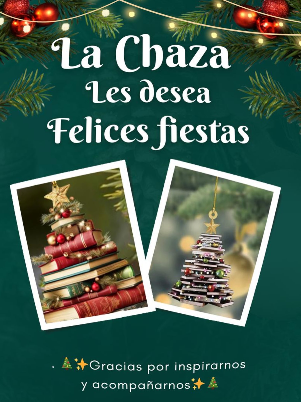 🍾🥂FELICES FIESTAS🥂🍾
Estamos agradecidos por todo lo vivido este 2025 💕🫶🙌 Cada libro y autor compartido tuvo el poder de acercarnos.
Nuestro deseo es que este 2026 nos regale tiempo para leer, conversar y compartir nuevas historias que perduren en el corazón de todos❤️🔥🫶
💖Gracias por ser parte de este camino literario compartido.
🕯️📖Estamos seguros de que el 2026 llegará lleno de nuevas lecturas, descubrimientos y aventuras entre páginas.
#pormásviernespoéticos #deseoun2026inspirador
#vacacionesliterarias
#fiestasnavideñasllenasdelibros
#lachazafirmeeneste2026
