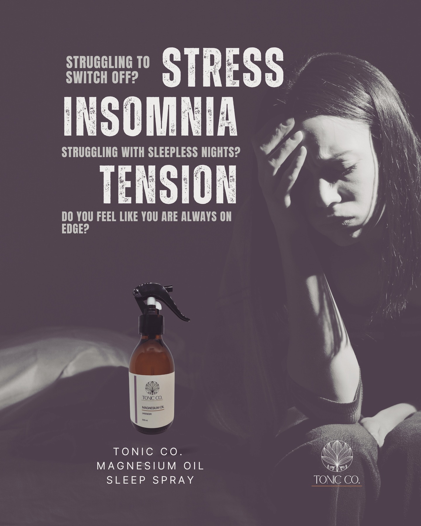 Struggling to switch off at night?
Racing mind, tense muscles, sleepless thoughts?
You are not alone.
Our Tonic Co Magnesium Oil Sleep Spray is designed to support deeper rest, calmer nights, and a more relaxed body, using the power of nature and pure magnesium.
Sleep well. Wake restored. ✨
#TonicCo #sleepnaturally