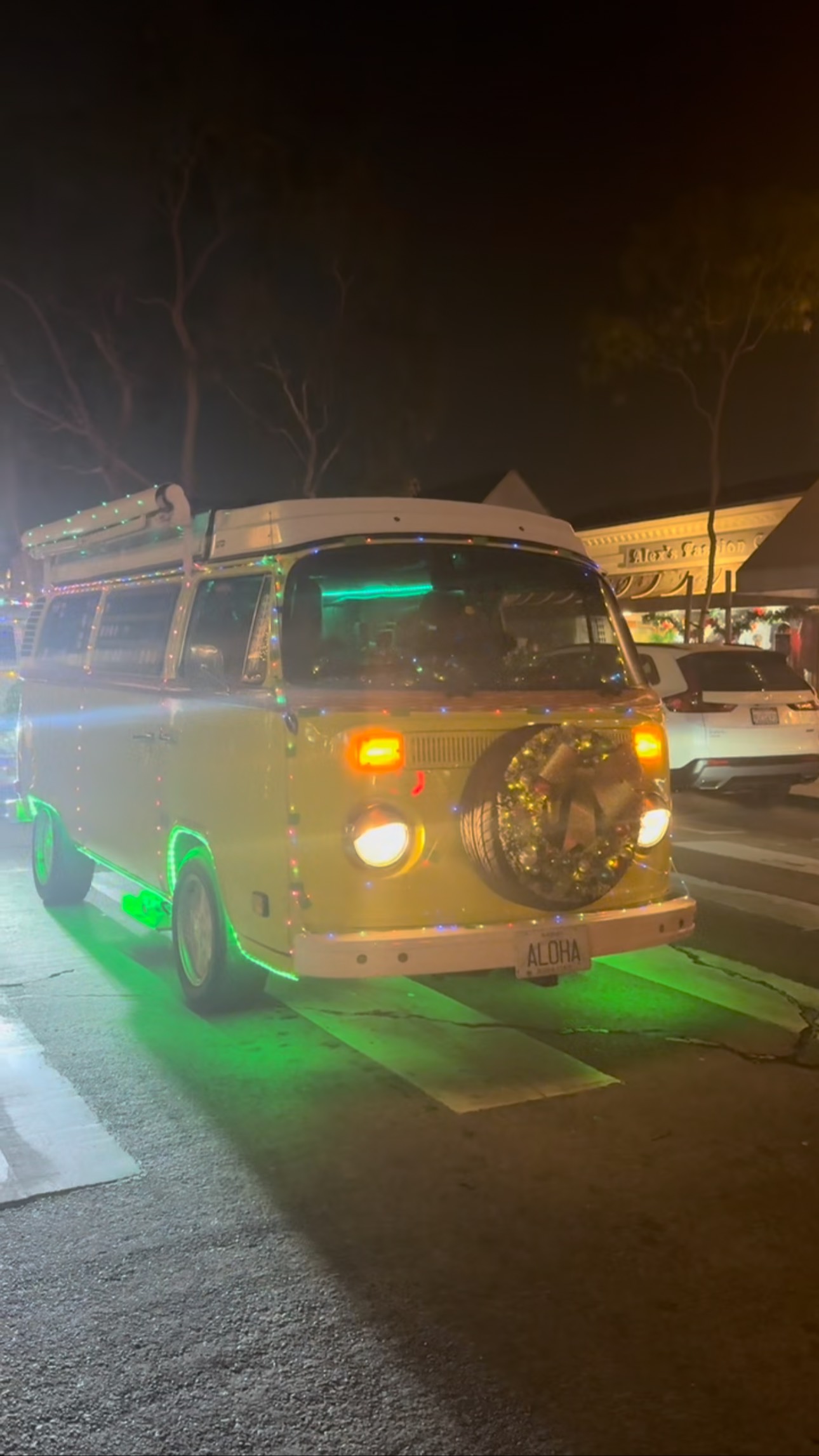The Santa Crew doing a VW Bus Cruise. Lights and Boat parade. I even let Ben drive the bus home. What a great family time.