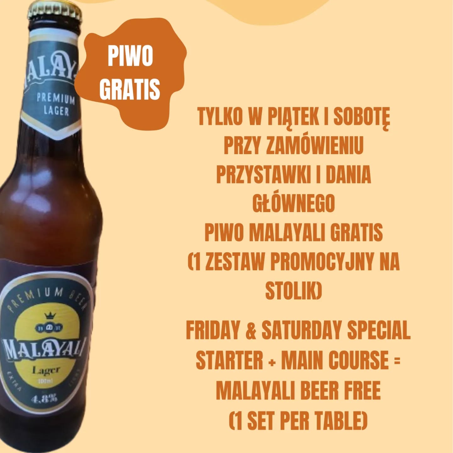 Weekend zaczyna się u nas ❤️
Dziś rozpieszczamy Was indyjskimi smakami i piwem Malayali gratis 🍺
Wpadajcie na kolację!
📍 Łódź, Piotrkowska 120
____________________________
“The weekend starts with us ❤️
Today we’re treating you to Indian flavors and a free Malayali beer 🍺
Join us for dinner!
📍 Łódź, Piotrkowska 120
#łódź #piotrkowska #restauracjindyjska #weekendwłodzi #kolacjawlodzi