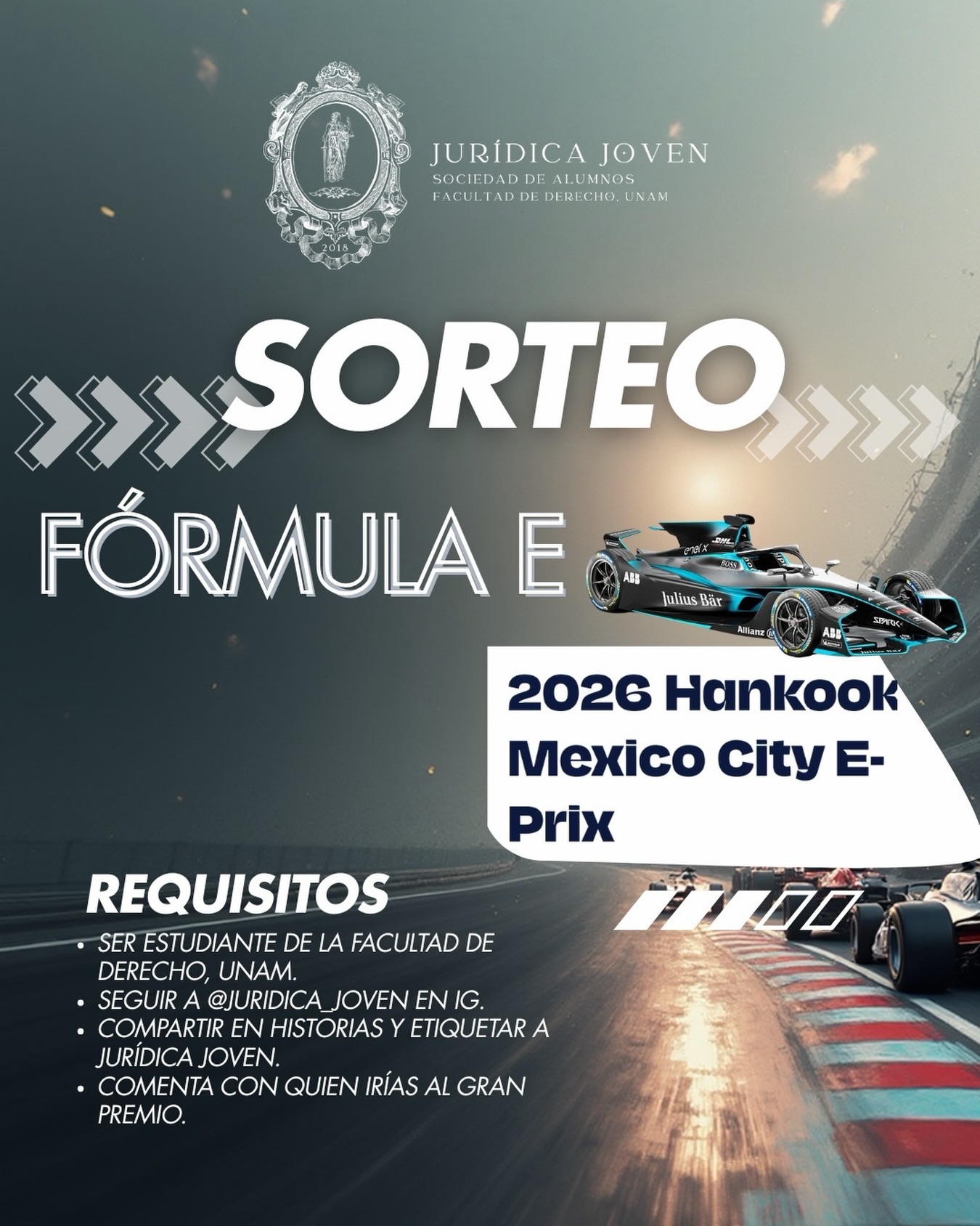 Participa en el Sorteo de boletos dobles para el Gran Premio de la Fórmula E de la Ciudad de México 2026 🏎️ que se celebrará el próximo 10 de enero.