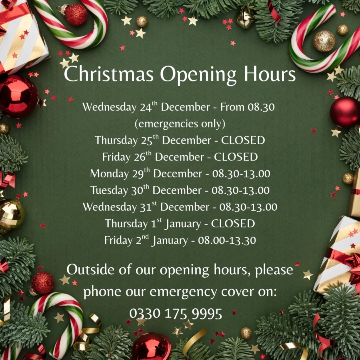 Our Christmas opening hours 🎄✨️🎅