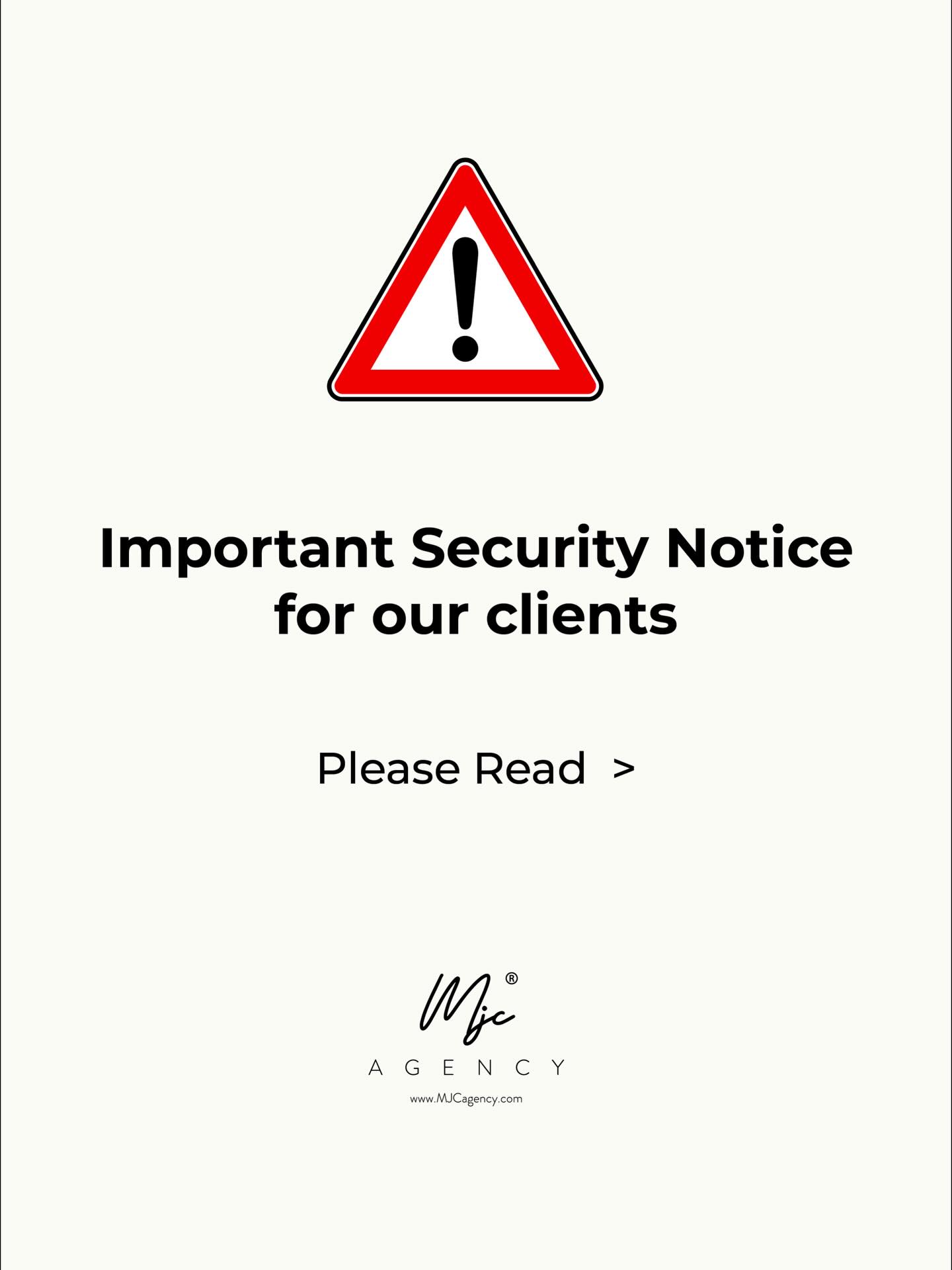 ‼️We’ve been notified by a large number of clients of scam emails impersonating our team using very similar addresses.
We have identified the person/people responsible and are actively taking steps to have this stopped.
Our official emails end in @mjcagency.com
If something feels off — trust your gut and reach out directly.
Thanks for helping us protect the community.
- Mike & the MJC Agency web team