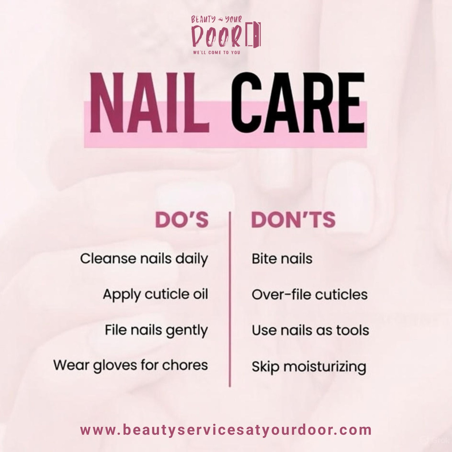 Healthy nails don’t happen by accident.
Save this nail care guide & thank me later 😉
#NailCare #HealthyNails #NailTips #NailEducation #BeautyTips #SelfCareRoutine #CuticleCare #NailsOfInstagram #InstaBeauty #GlowUp #BeautyAtYourDoor