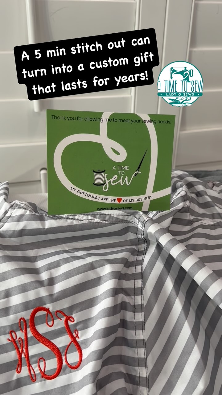 A 5-minute stitch out can turn a simple jacket into a custom gift that lasts for years!
Looking forward to creating more custom keepsakes for my clients in 2026!
www.ladyosews.com
Font: Keepsake Monogram by DixielandsDesignCo on Etsy