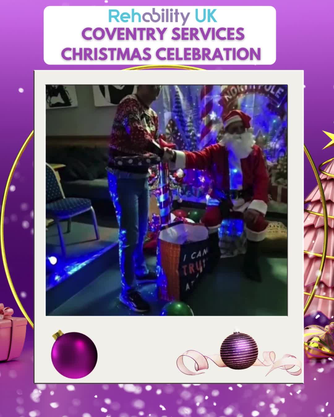 🎄✨ Coventry Christmas Celebration ✨🎄
All three of our Coventry services — Alan Marcel, Parrots and Aspect Court — came together for the very first time to enjoy a fun-filled afternoon of Christmas celebrations, and what a day it was!
The afternoon was packed with festive fun, including Santa’s Grotto, a photo booth with plenty of props, games, a sing-along to classic Christmas songs, a gingerbread house–making competition, prizes for the winners, and of course lots of food, drinks, cakes and laughter.
Residents and staff from all three services joined in, and the atmosphere was full of joy, connection and festive spirit. One of the people we support from Alan Marcel even dressed up as Santa himself, fully embracing the role — checking who had been good this year before handing out presents from Rehability UK, making the day extra special for everyone involved.
A huge thank you goes to Lisa and Michelle from Alan Marcel, who organised the party, games and food and put so much time and effort into making the afternoon such a wonderful success. We are incredibly grateful for all their hard work.
We hope this is the first of many celebrations together and can’t wait to come together again next year for even more Christmas fun 🎅🎁🎄