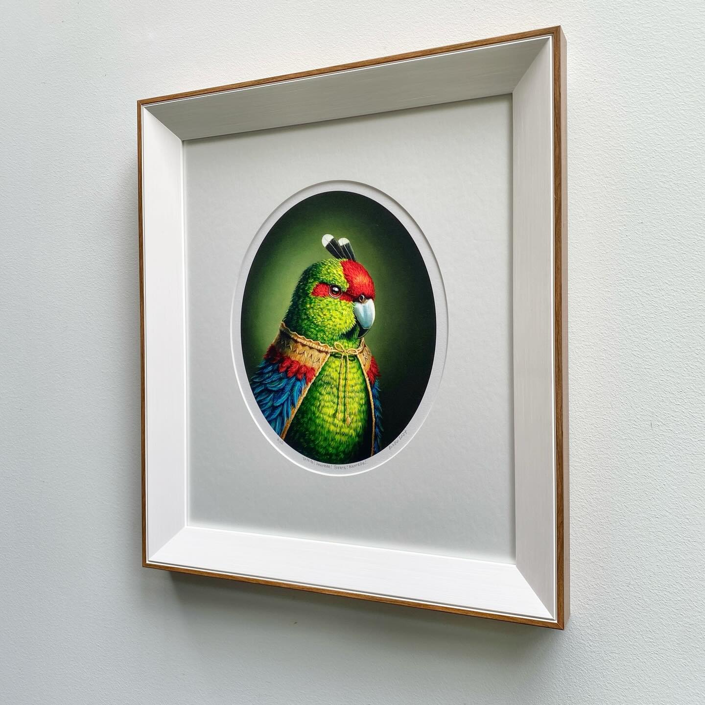 Rieko Woodford-Robinson’s limited edition fine art print “Torete! Kaureke!” is framed up and ready to ship. Frame moulding supplied to us by Avon Framing Supplies.
Merry Christmas everyone!
#kakariki
#riekowoodfordrobinson
#wellingtonframers
#newzealandframers
