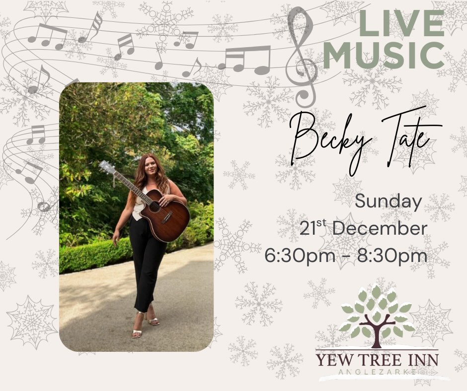 Tomorrow evening we will be joined by the wonderfully talented Becky Tate! 🎶
Everyone is welcome, whether you’re dining, drinking or want to relax with a coffee after a day of Christmas shopping!