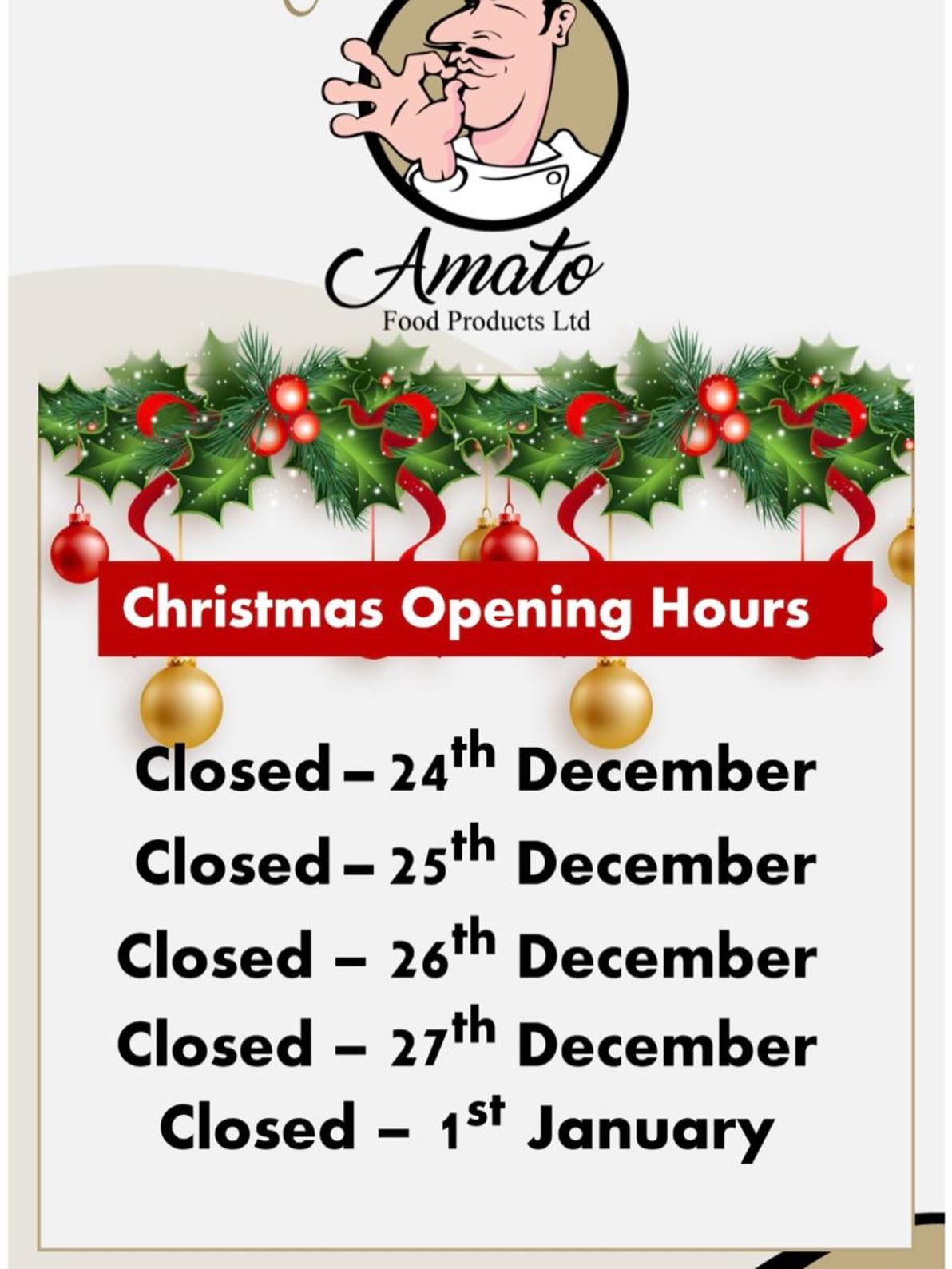 🎄
Thank you to all our customers for your amazing support throughout the year. We wish you a joyful, safe, and delicious Christmas with family and friends ❤️
Please see our holiday opening times below ⬇️
🎅🎄✨
