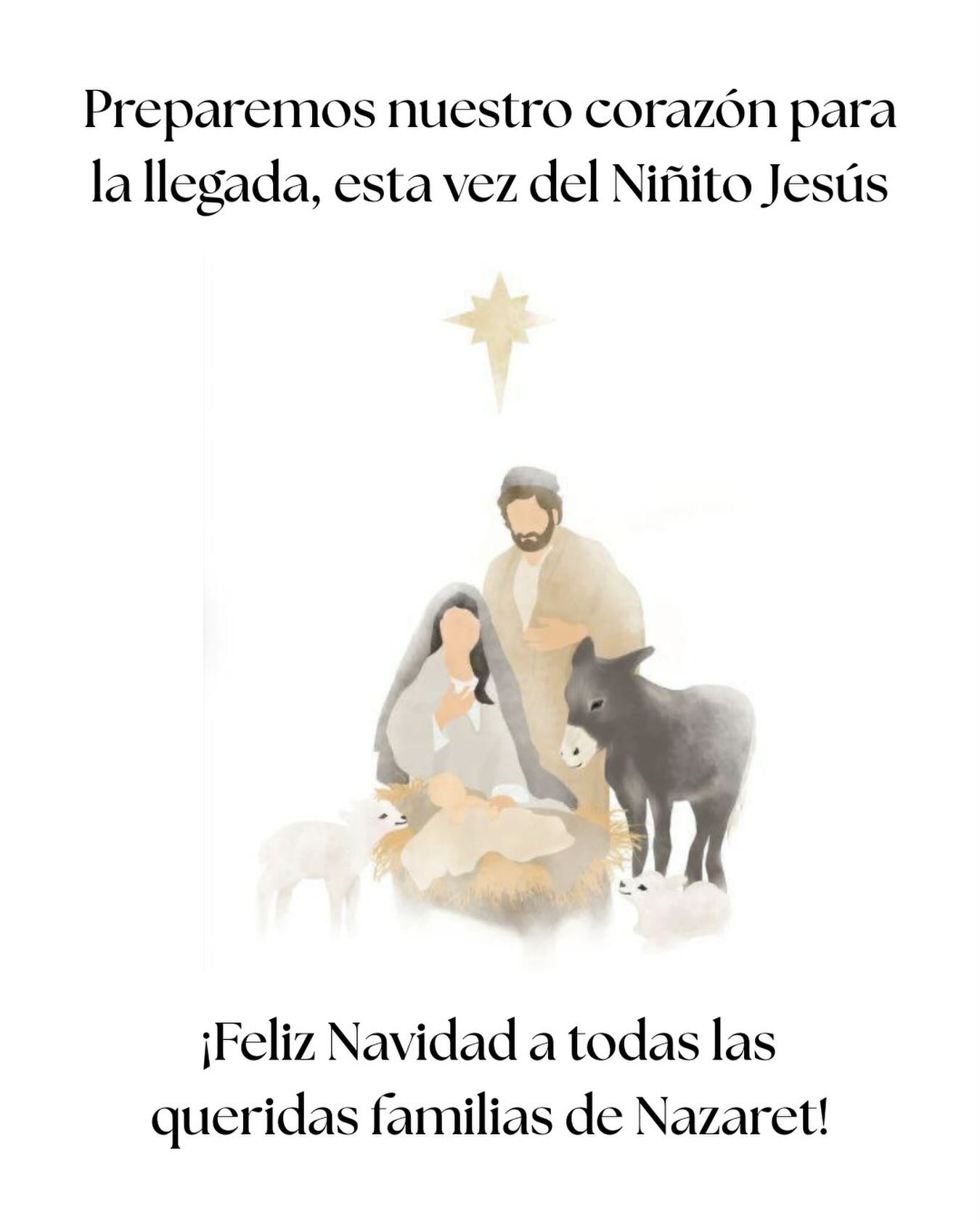 Preparemos nuestro corazón para la llegada, esta vez del Niñito Jesús ¡Feliz Navidad a todas las querdas familias de Nazaret! 🤍💫
#nazaret #navidad #familiasdenazaret #niñitojesus