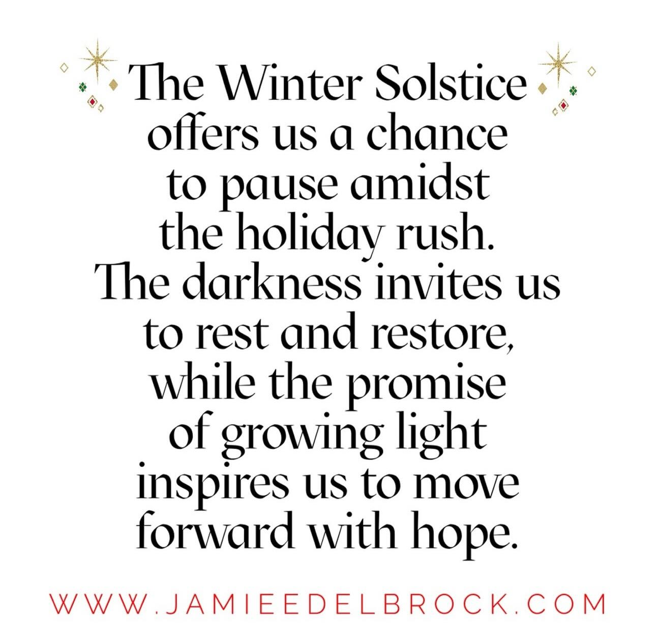 Today, we celebrate the Winter Solstice: the longest night and the return of the light. For centuries, cultures around the world have marked this day as a time of reflection, renewal, and hope. 🌙✨
In ancient times, the Winter Solstice was a powerful reminder of nature’s cycles. Communities gathered around fires, feasted, and told stories to honor the sun’s rebirth, trusting its light would once again bring warmth and abundance. From Yule in Norse traditions to Dongzhi in China, it has always been a season of connection, resilience, and gratitude. 🌲🔥
In our modern lives, the Winter Solstice offers us a chance to pause amidst the holiday rush. It’s a time to turn inward, reflect on what we’ve learned in the past year, and set intentions for the one ahead. The darkness invites us to rest and restore, while the promise of growing light inspires us to move forward with hope. 🌅
Let’s honor this sacred balance today. Light a candle, take a deep breath, and celebrate the cycles of life, the beauty of stillness, and the endless potential of the light returning. ✨🧡💫
How are you marking this day of renewal? Share below! 💬