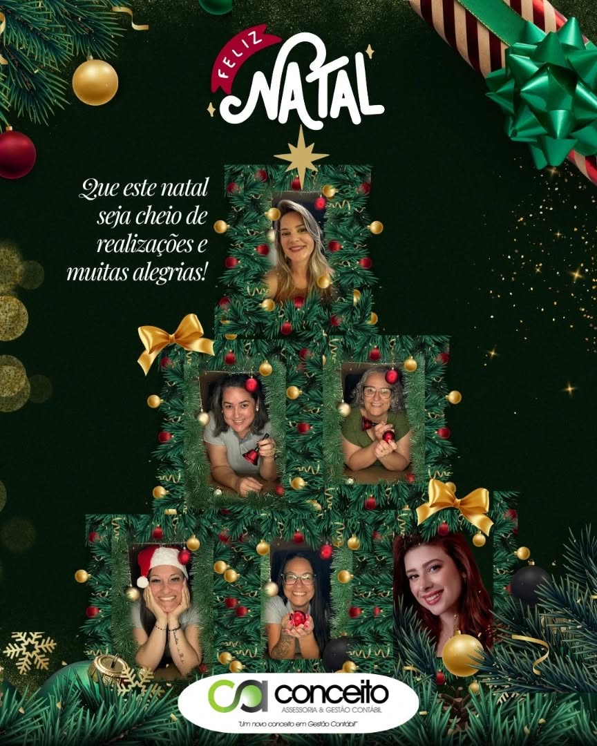 Juntas, fizemos de 2025 um sucesso!
.
.
Gratidão pelo empenho e trabalho diário @nandawebber
@isabelfaller_ @arezamanda @rondanialopes @rejane_conceitocontabil @brunellii
Que 2026 nos traga inspiração para inovar e alcançar novos horizontes.
Que a luz do Natal e a esperança do Ano-Novo renovem nossas energias e 2026 seja mais um ano de muito sucesso e parceria fortalecida!
.
.
Vem 2026 💚
#equipeconceito #conceitocontábil #natal #2026