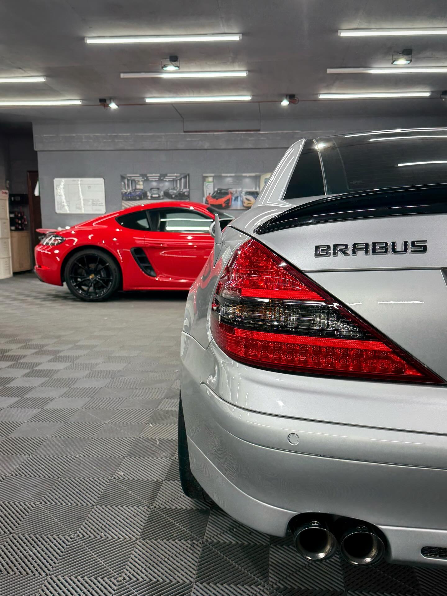 A couple of beauties from this summer. We painted the calipers on the Porsche and machine polished and ceramic coated the Brabus.