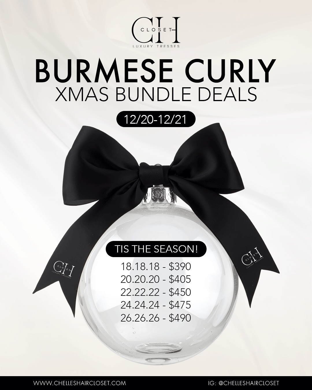 Holiday promos, but make them luxury 🎁
I designed three custom e-flyer concepts for my client Chelles Hair Closet, each highlighting their Xmas Burmese Curly bundle deals with a clean, elevated, and festive feel.
From classic gift-stack elegance to chic holiday glam and bold, promo-forward layouts. Each option was intentionally designed to stop the scroll while staying on-brand.
👉 Which one is your favorite?
Comment Option 1, 2, or 3 below ⬇️
If you’re a business owner ready to elevate your digital marketing with custom-designed graphics that actually convert, let’s make it happen.
💻 Now booking design projects
📩 Inquire via link in bio or at www.sxmplycasco.com
#GraphicDesigner #EflyerDesign #charlestongraphicdesign #SmallBusinessMarketing #dmvgraphicdesigner