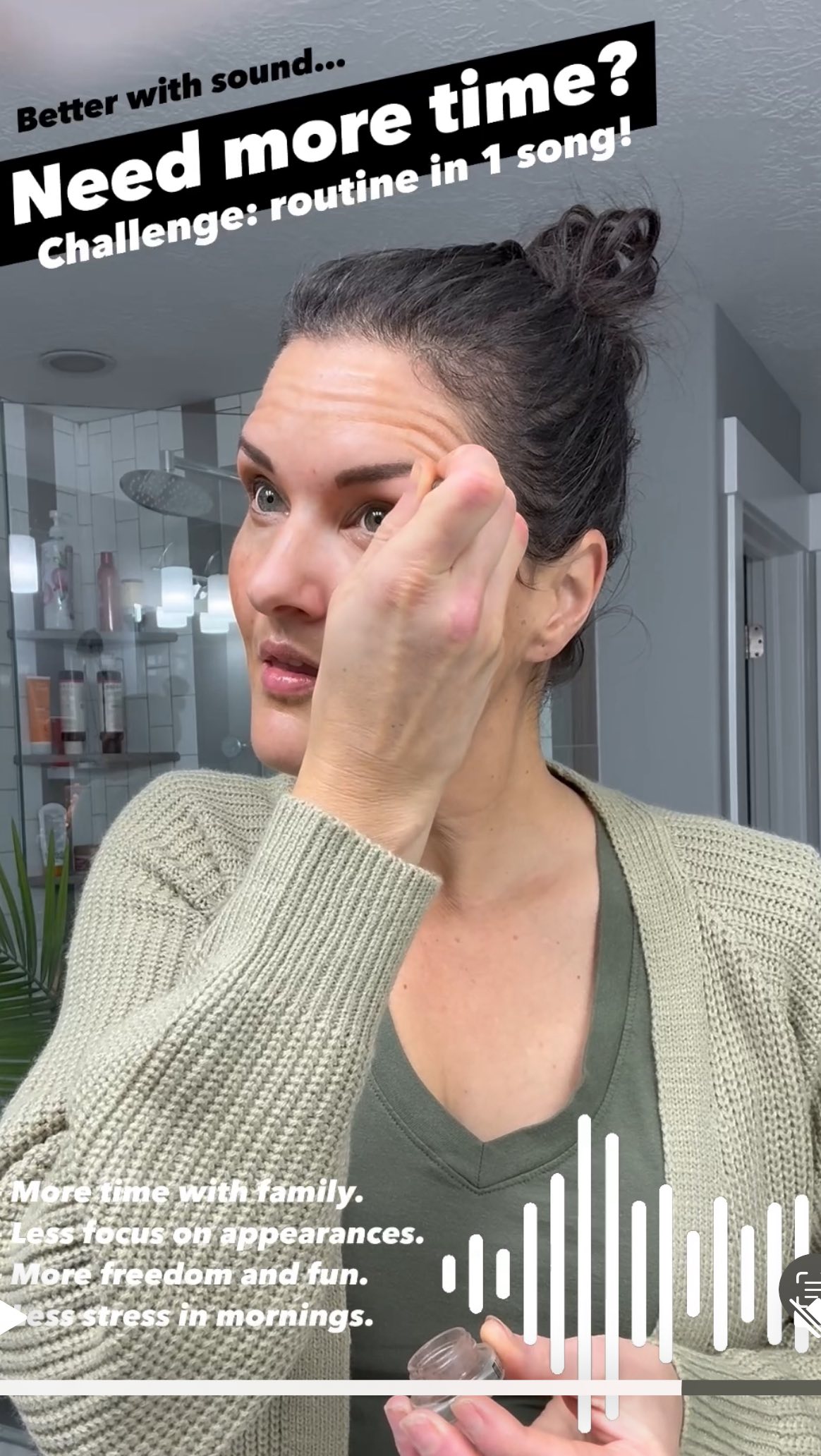 😎 I challenge all the women out there to get ready
(start to finish) in ONE song! Good luck and SOUND ON
I woke up at 6 AM as everyone else is asleep, I didn’t want to record any thoughts. But found it interesting to challenge myself to complete my routine in one song start to finish. It was a freeing idea. Let me know what you notice after the challenge. ✨music by NF #family #lighttheworld #mompreneur #mormon