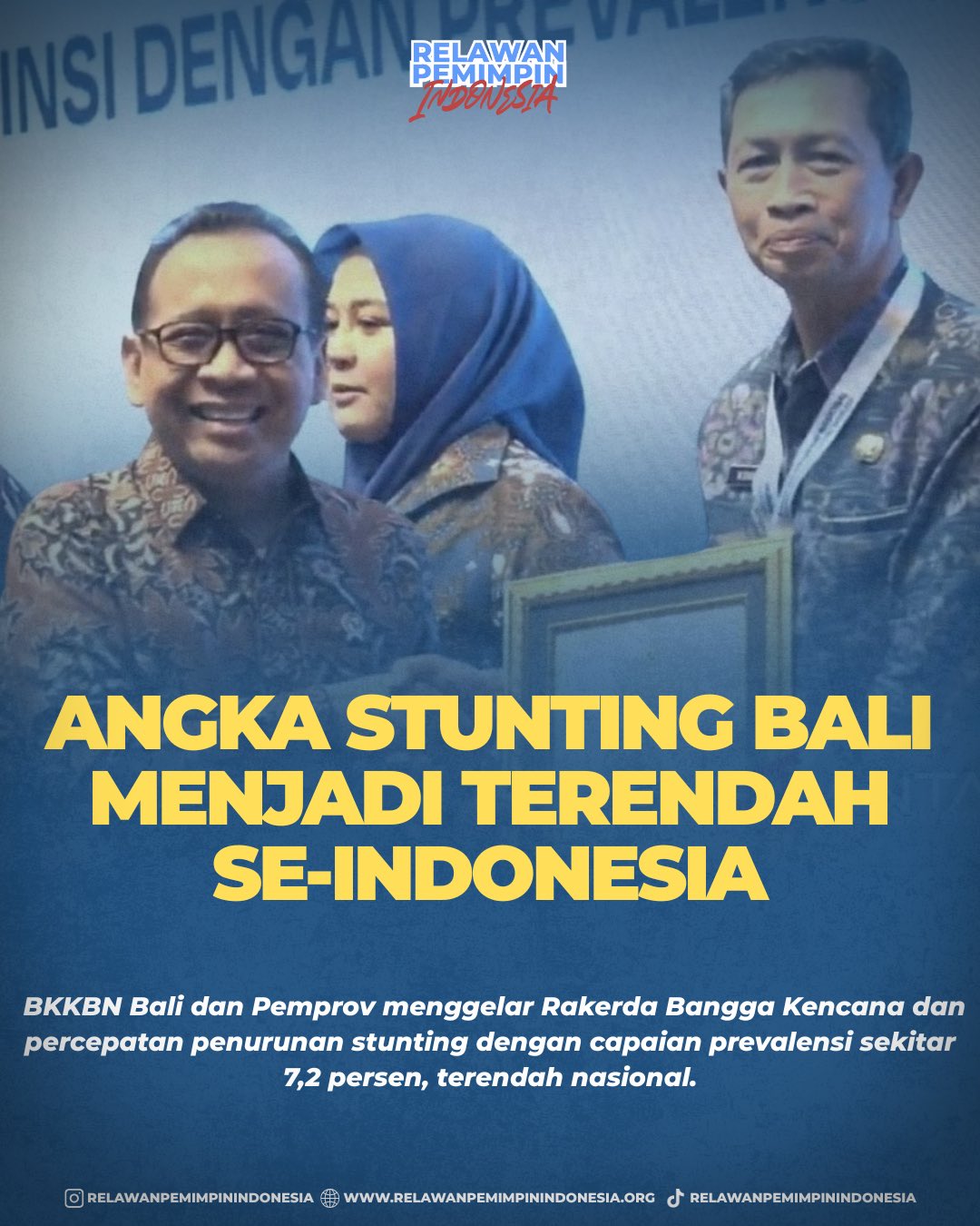 Bali mencatat prevalensi stunting sekitar 7,2 persen, terendah nasional, dan kini Rakerda Bangga Kencana dipakai untuk merapikan langkah lanjutan lewat kolaborasi pentahelix. Fokusnya menjaga angka tetap rendah sambil memperkuat layanan keluarga, gizi, dan sanitasi sampai ke desa.
Bagaimana menurutmu? Apakah model kolaborasi seperti ini bisa ditiru daerah lain untuk menekan stunting lebih cepat? Tulis di kolom komentar!
Follow @relawanpemimpinindonesia untuk konten inspiratif lainnya.
#Relawanpemimpinindonesia #Bali #Stunting #BanggaKencana