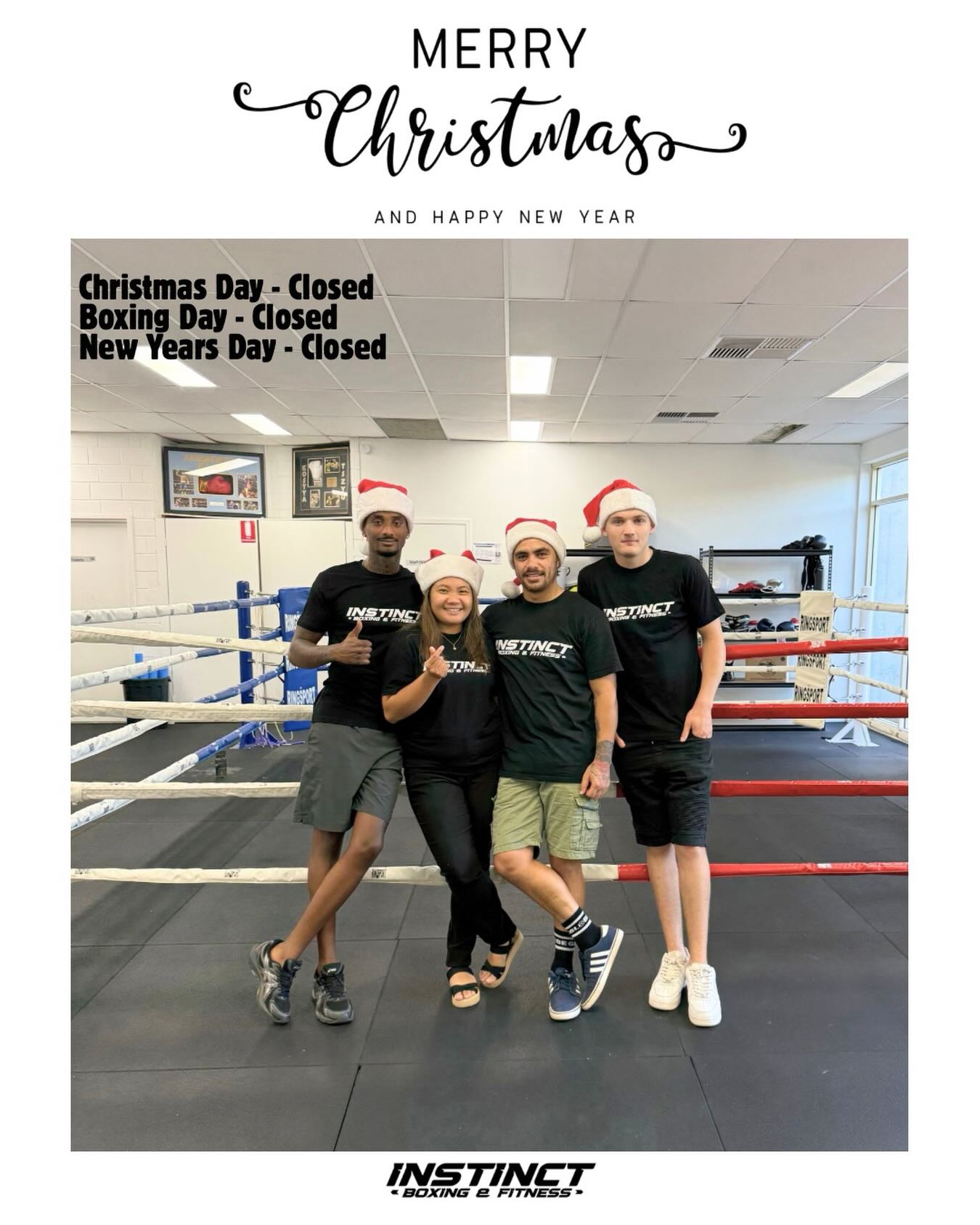 🎄 Merry Christmas and Happy New Year from our Instinct family to yours! 🎉
Thank you all for an incredible year — we truly wouldn’t be here without your ongoing support, love, and commitment. We appreciate each and every one of you more than words can say. 💙
A few important reminders:
• Punch N’ Play classes will return on the first Friday of February 2026
• Coach Pilot will be on holiday for the month of January; however, Coach Z and Coach Tom will be covering
• Kids & Junior classes are still running
• Advanced classes are still on
• Boxfit classes are still on
• We will be closed on Public Holidays, but open for the remainder of the period
We’re looking forward to a brilliant 2026 ahead! ✨
Please stay safe over the holidays, keep cool, and enjoy some well-earned rest.
👉 Stay tuned for more classes coming in the New Year!
With gratitude,
The Instinct Team 💪💙