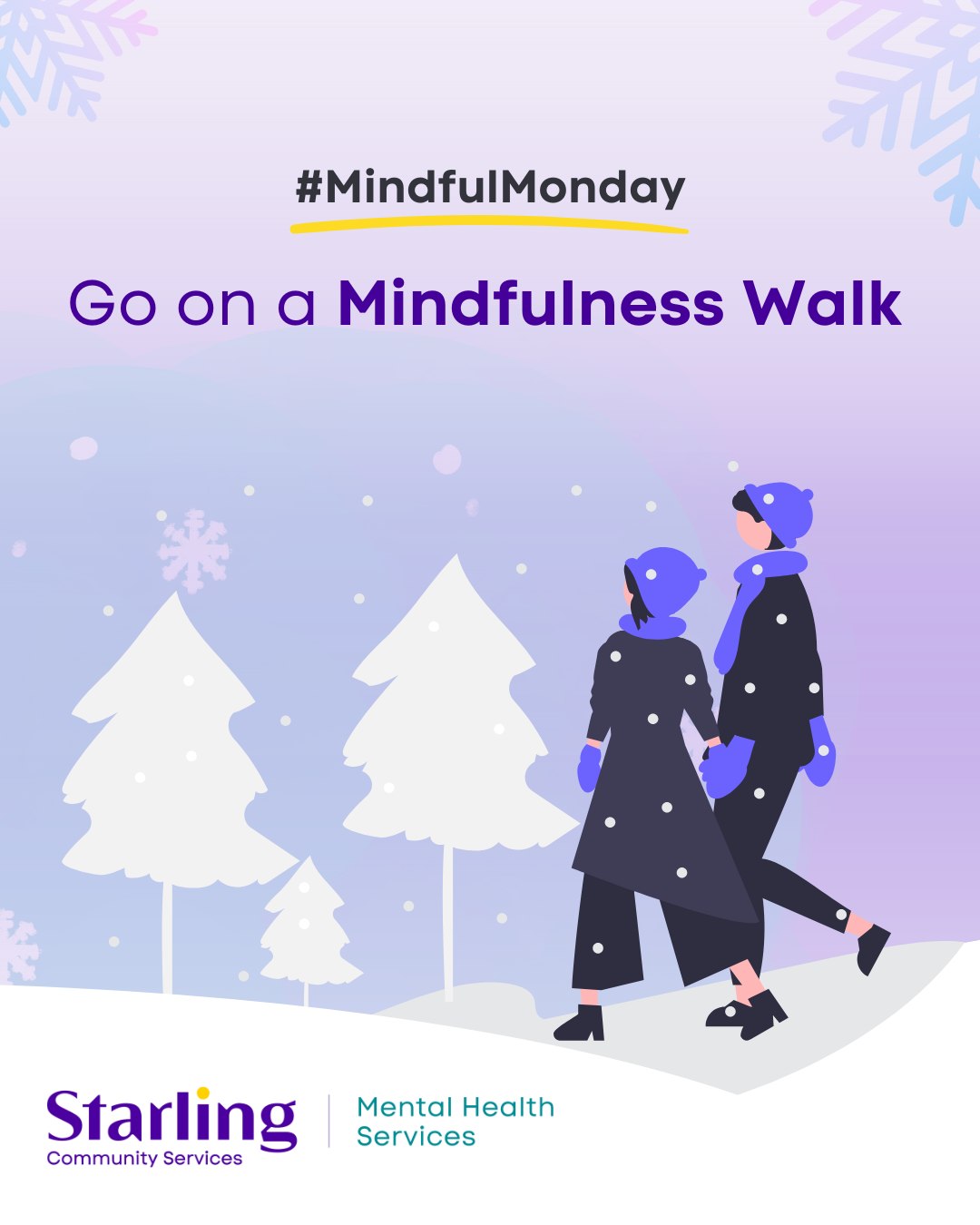 ❄ Mindful Monday Tip ❄ Take a break with a mindfulness walk today and pay attention to your senses.
💡 What do you hear, smell, and see?
❄Maybe it's the the crunch of snow
🌲or the scent of pine
Noticing these small details can help you feel calm and thankful.
Read more in our Children's Mental Health blog "Practicing Gratitude this Holiday Season" - link in bio.
#MindfulMonday #MindfulnessWalk #HolidayWellness