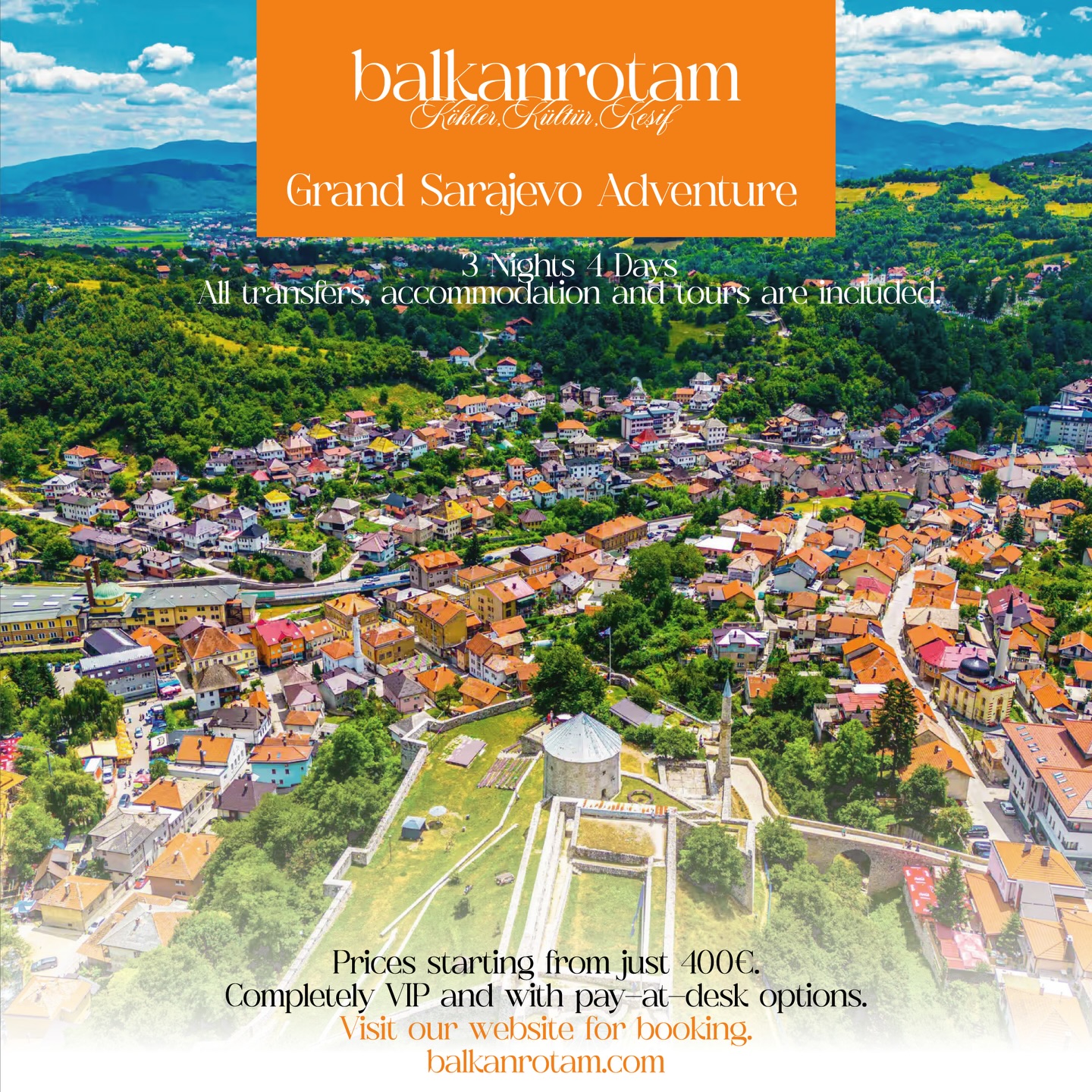 Every route is fully customized to your style, schedule, and preferences.
Whether it’s a fun trip with friends, a romantic city tour, or a luxury and comfort-focused Balkan experience… we plan it all for you. 🤍✈️🌿
With our Bosnia and Herzegovina-based team, we combine cities, nature, culinary stops, and cultural spots into a single unforgettable journey.
You can check out sample itineraries on our website and contact our customer service to tailor your favorite route. From booking to the end of your trip, we are by your side.
Experience the Balkans not like a typical tour, but in a fun, relaxed, and fully personalized way.
📩 For more details, call us or visit our website. Start your reservation now!
#BalkanTours #BosniaAndHerzegovina #BosniaTour #BalkanTour #Sarajevo