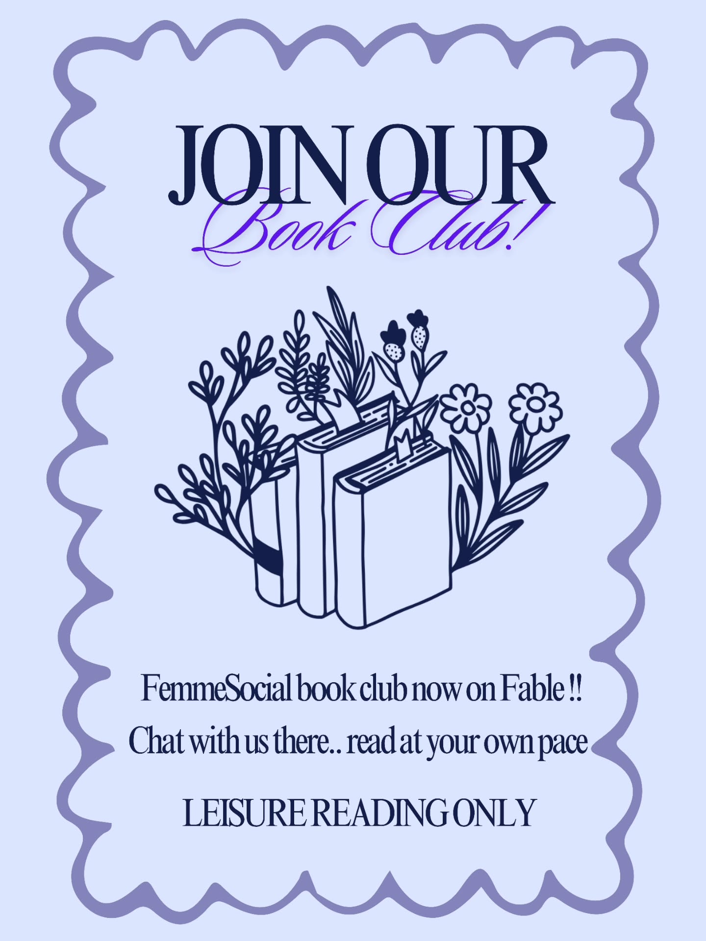 LINK IN BIO!!!! JOIN OUR LEISURE READING BOOK CLUB STARTING THE BOOK OF THE MONTH TODAY ! JOIN US TO CHAT ON FABLE 📖✨️