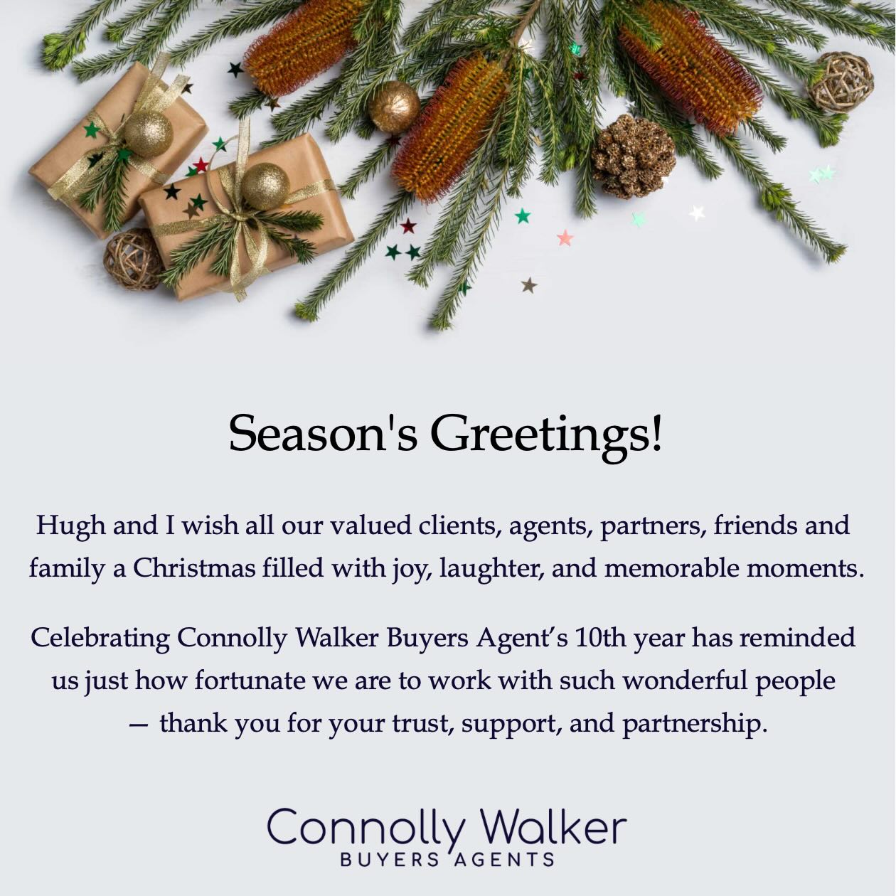 Seasonâs Greetings, everyone! Thank you from Hugh and me for a great 2025. Wishing you all the very best for the holidays and the year ahead.
Our thoughts are also with those grieving after the tragedy at Bondi. We hope the season ahead brings strength, support, and care from the community around them.