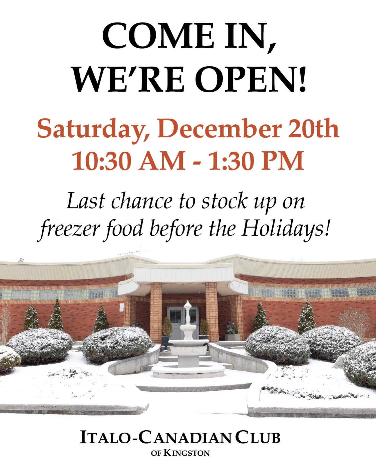 ❄️ Saturday freezer food pop up!
We’ll be open tomorrow (Saturday, December 22nd) from 10:30am–1:30pm. Come grab some lasagna, sauces, and freezer favourites before we close for Christmas week.
Stock up, stay cozy, and make holiday hosting a little easier. ❤️
Season’s greetings and see you soon!
#supportlocalygk #holidaymealplanning #freezerfood #ygktakeout