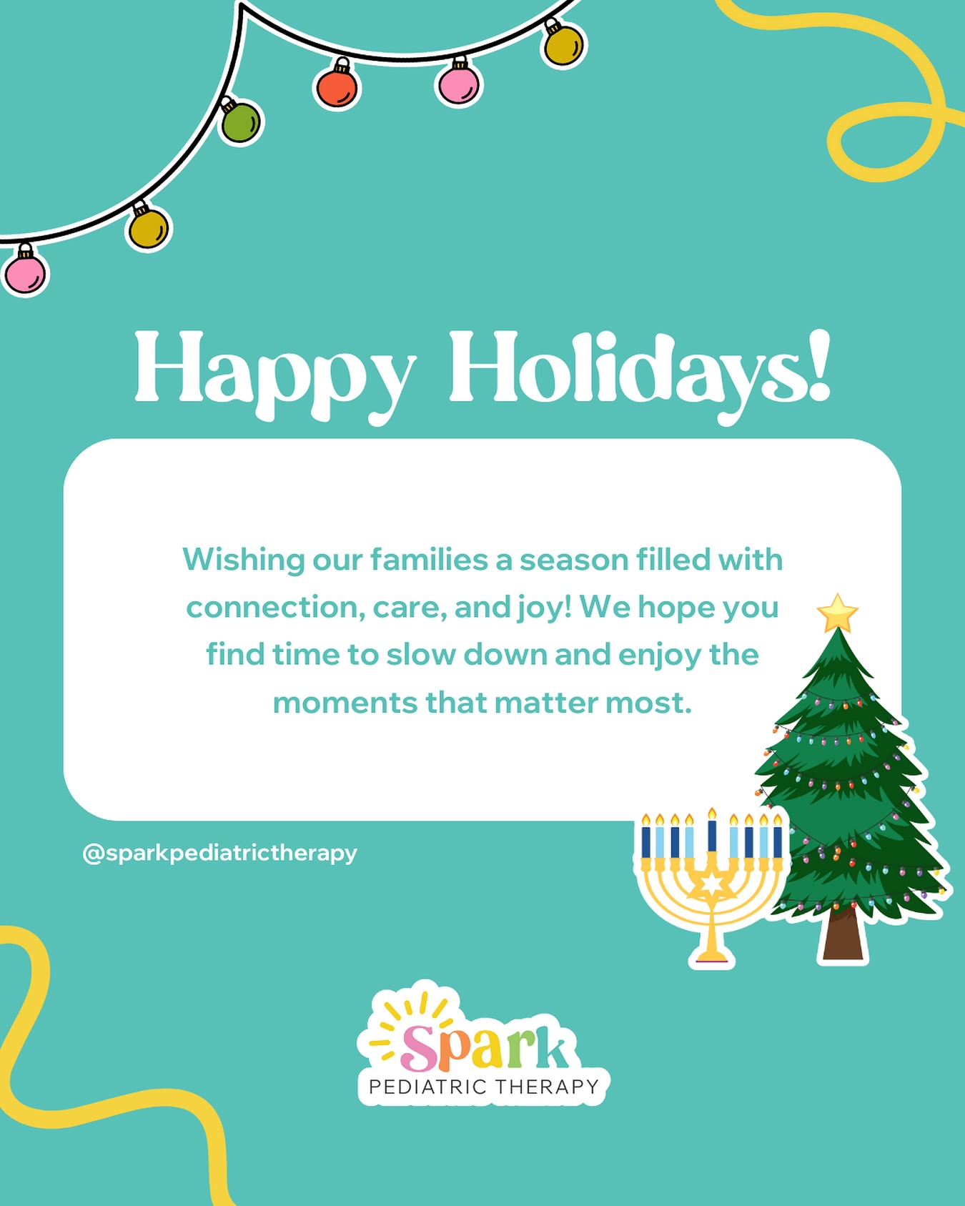 Happy holidays, Spark families! ✨
We hope this season brings moments of connection, laughter, and a little breathing room in the middle of the busy. Thank you for trusting us with your kids and letting us be part of your world. We’re really grateful for this community and can’t wait to keep growing together in the new year. 🫶