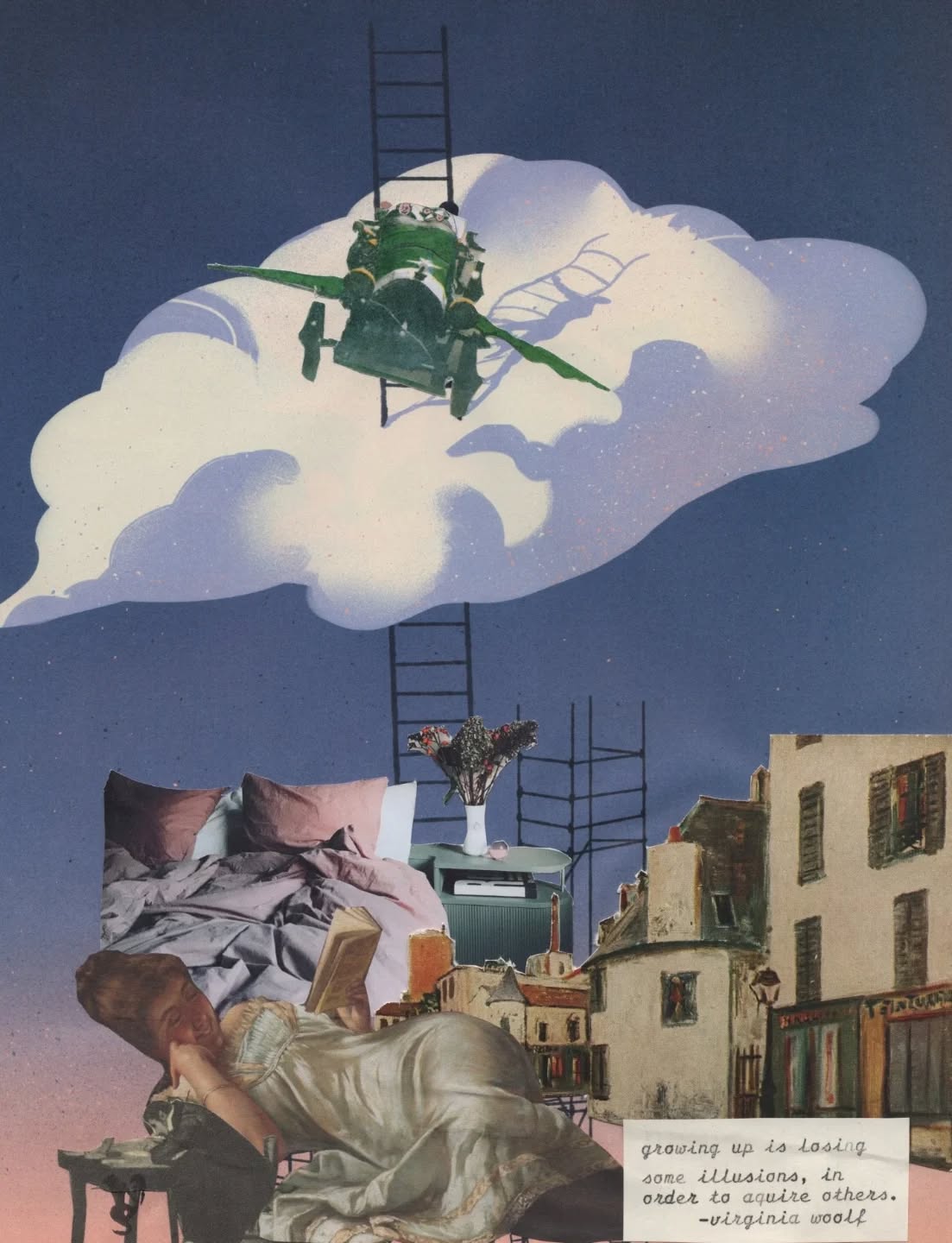 Dreams
Hand cut collage
"growing up is losing some illusions, in order to acquire others." -virginia woolf
#collageart #handcutcollage #collage #dreams