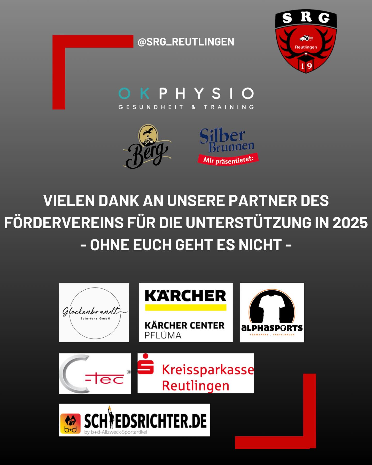 🙏 Danke für eure Unterstützung 2025!
Der Förderverein der Schiedsrichtergruppe Reutlingen, möchte sich von Herzen bei unseren Sponsoren und Partnern für das Jahr 2025 bedanken.
Euer Engagement ermöglicht es uns, die Arbeit unserer Schiedsrichter nachhaltig zu fördern, Gemeinschaft zu stärken und unsere Projekte weiter voranzubringen ⚽🤍
Danke für euer Vertrauen, eure Verbundenheit zur Region und euren Einsatz für den Schiedsrichtersport in Reutlingen!
#Danke #Förderverein #Schiedsrichter #SRGReutlingen #gemeinsamstark