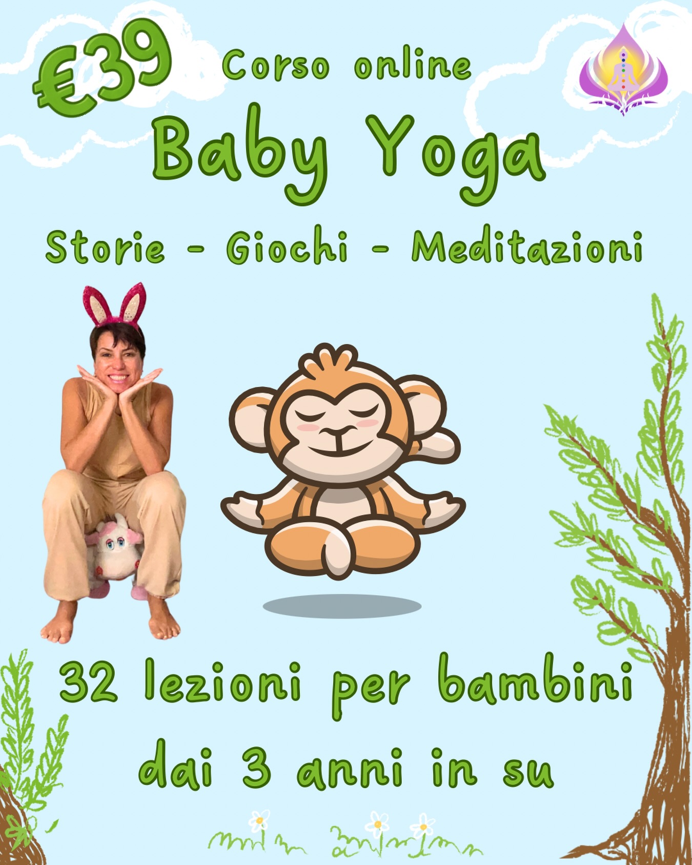 ✨ Baby Yoga Online: storie, giochi e meditazioni per bambini dai 3 anni in su! ✨
Un percorso dolce e divertente per accompagnare i più piccoli nel mondo dello yoga, attraverso 32 lezioni da seduti, con storie originali, movimenti semplici e momenti di calma.
Ideale anche per bambini con mobilità ridotta o che amano ascoltare e muoversi con la fantasia.
🧘♀️ Dopo l’acquisto hai accesso immediato e illimitato, per sempre.
💖 Solo 39 € una volta sola, senza abbonamento.
(Corso dedicato ai bambini – non rilascia attestati di formazione.)
👉 Scopri tutti i dettagli nel link in bio o scrivimi in DM
#BabyYoga #YogaBambini #YogaGioco #MindfulnessBambini #EducazioneEmotiva #BenessereBambini #YogaStorytelling #GenitoriConsapevoli #CrescitaFelice #CorsoOnline