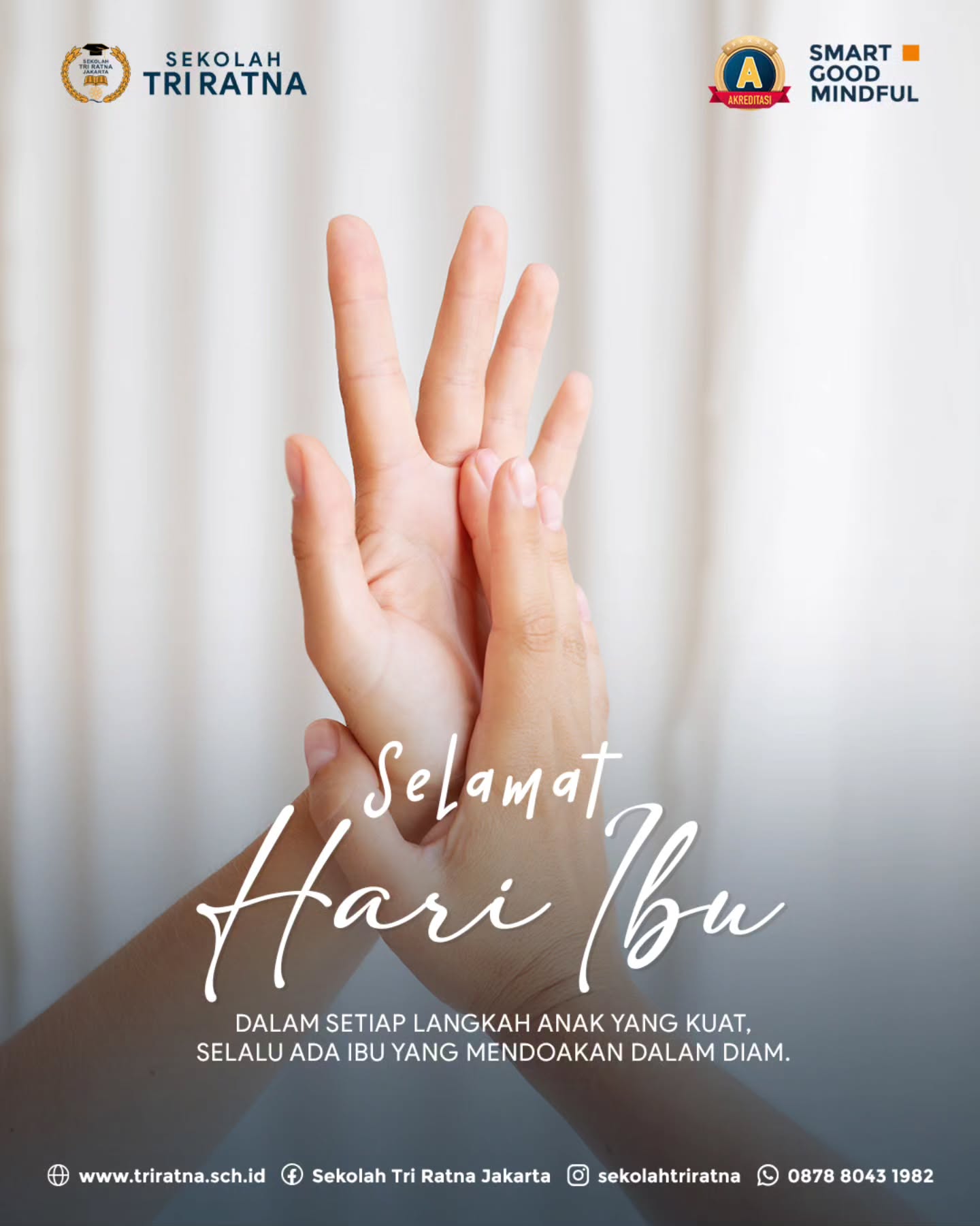 Selamat Hari Ibu untuk seluruh perempuan hebat.
Di balik setiap langkah anak yang kuat dan berani, selalu ada doa Ibu yang terlantun dalam diam.
Terima kasih atas ketulusan tanpa syarat, cinta yang tak pernah lelah, dan pengorbanan yang tak terhitung.
Cintamu adalah kekuatan yang mengiringi setiap perjalanan kami. 💐
SMART • GOOD • MINDFUL
#sekolahjakarta #sekolahbuddhajakarta #sekolahtriratna #sekolahjakartabarat #mothersday