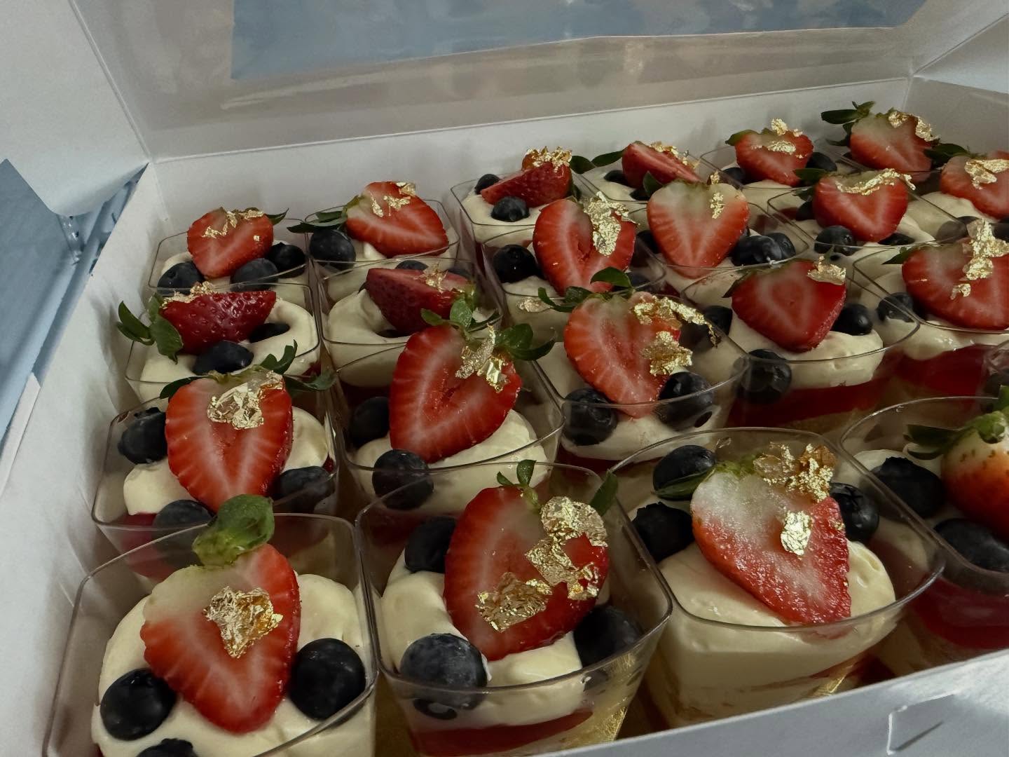 Strawberry cheesecake parfaits & dipped pretzels & chocolate covered strawberries for celebration dessert table 🫶🏼