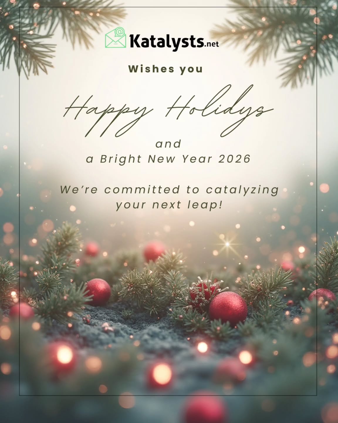 This season, we’re celebrating what truly matters - strong partnerships, trust and collective success.
Thank You to our clients, collaborators and community for an inspiring year.
Wishing you warm holidays and a bright New Year ahead.
Let’s make 2026 the year of smarter growth, stronger strategies and bigger impact, together! ✨✨
#christmastime #leadership #holidays #NewYearWishes #happynewyear