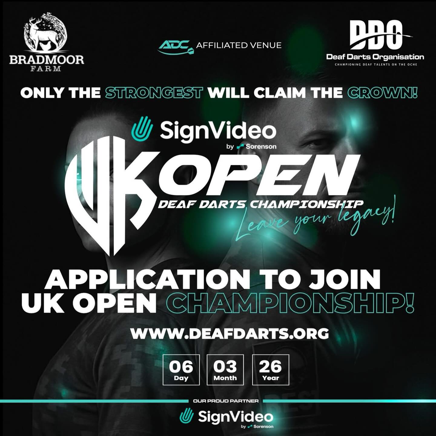 🎯 Are you enjoying the PDC World Darts Championship so far?
It’s exciting to see who will walk away with the incredible £1 million prize!
That same excitement is coming to Deaf Darts — with the UK Deaf Darts Open just 3 months away!
🔥 What’s up for grabs?
💰 Cash prize for Highest Checkout
💰 Cash prize for Most 180s
🏆 The UK Open Crown and ultimate bragging rights as the finest Deaf darts player in the UK
📍 Venue: Bradmoor Farm, Haddenham.
📅 Dates: March 6th & 7th, 2026
💷 Entry Fee: Only £25
👉 Register now: www.deafdarts.org
Do you have what it takes to step onto the biggest stage in Deaf Darts, make history, and leave your legacy?
🎯 The oche is waiting. Join us!