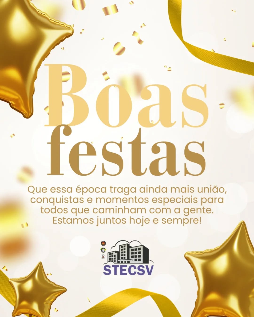 ✨ Boas festas! ✨
Neste fim de ano, agradecemos a cada trabalhador e trabalhadora que faz parte da nossa história. Que este período seja de união, renovação e conquistas para todos que caminham com a gente.
Seguimos juntos, hoje e sempre! 💛🎉
#boasFestas #STECSV #TrabalhadorValorizado #SindicatoPresente #Condomínio SãoVicente UnidosSomosMaisFortes FelizAnoNovo Conquistas2026 JuntosSomosMais TrabalhadoresUnidos AutoridadeSTECSV