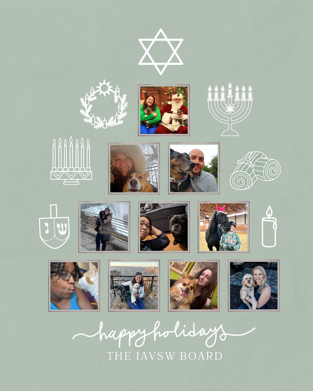 As we just finished celebrating Hanukkah and approach Christmas and New Years, we want to take a moment to celebrate and thank our incredible animal professional social work community. Whether you’re celebrating Christmas, Hanukkah, Kwanzaa, Winter Solstice, Yule or simply enjoying this season with loved ones, human and animal alike, we hope this time brings rest, joy, and connection.
May your days be filled with warmth, gratitude, and the comfort of those you care for, both two-legged and four-legged.
Thank you for all that you do to support the human–animal bond and the wellbeing of others. 💙🐾