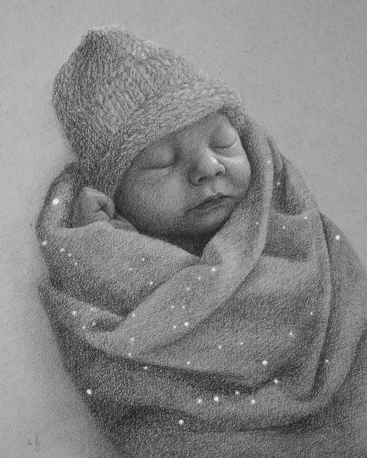 How amazing is it that the God who put the stars in the sky also came to the world to be with us?
This was a special commission I completed this past month, I don’t have the words to go with it. For now I’ll just say that it is always an honor when people trust me to join in their grief and create something beautiful.