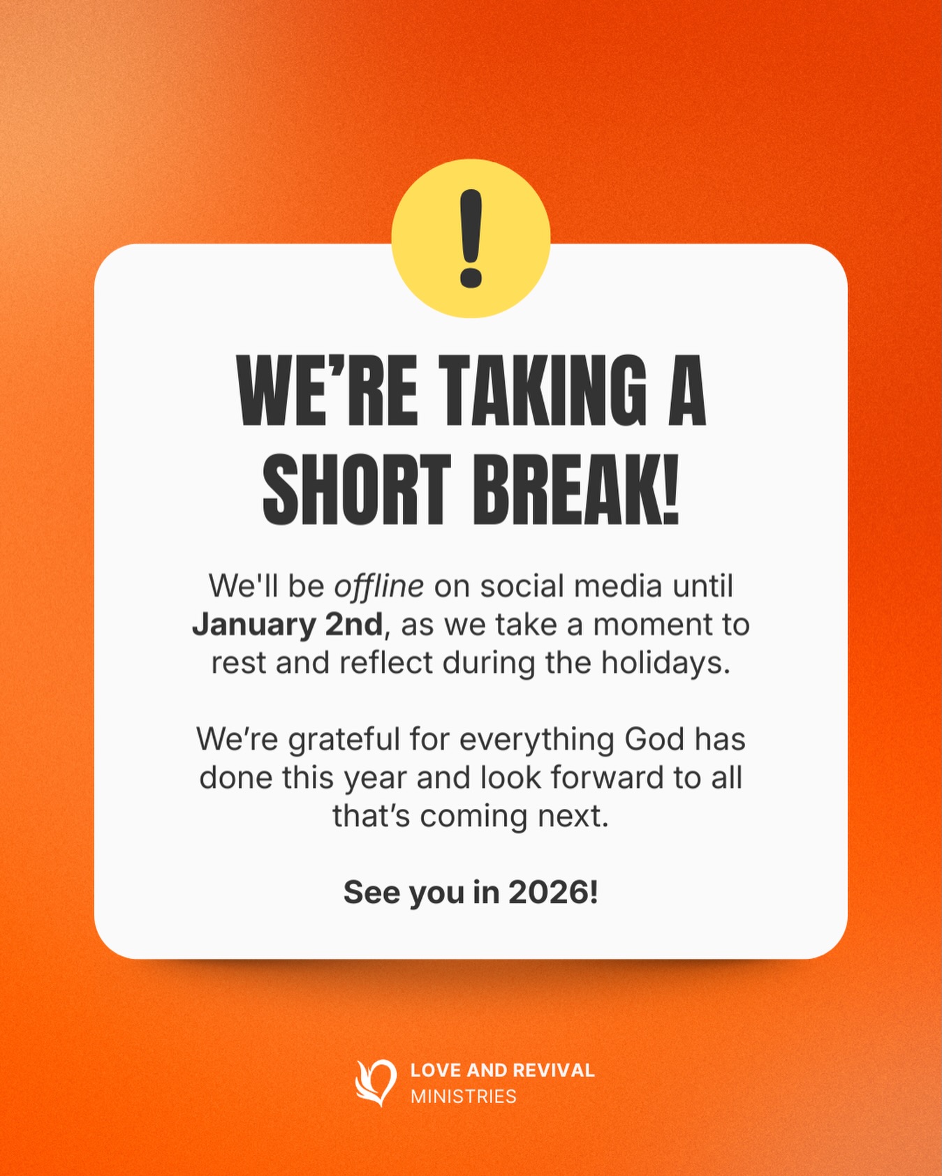 We will see you all again in 2026!! #loveandrevival #jezus #jesus #worship #break