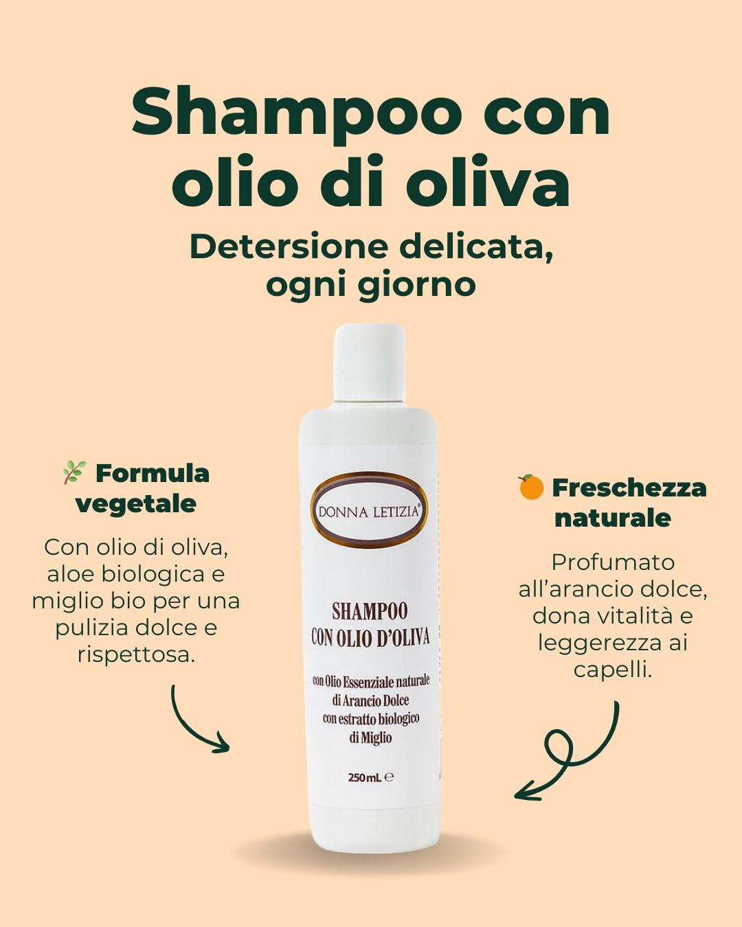 ✨ Capelli puliti, morbidi e naturalmente luminosi.
Lo Shampoo con Olio di Oliva Donna Letizia deterge delicatamente grazie a tensioattivi di origine vegetale, rispettando l’equilibrio del cuoio capelluto.
La sua formula è arricchita con olio di oliva, gel di aloe biologica, estratto di miglio bio e mallo di noce dalle proprietà antiossidanti, per capelli più forti e vitali.
Il profumo naturale di arancio dolce trasforma ogni lavaggio in un momento di benessere mediterraneo. 🍊
Ideale per l’uso quotidiano, anche su capelli delicati.
📍 Dalle Terre di Toscana, con amore.
🛒 Scoprilo su www.donnaletiziashop.com
#DonnaLetizia #ShampooNaturale #CuraDeiCapelli #OlioDOliva #CosmesiNaturale #MadeInItaly #CapelliSani