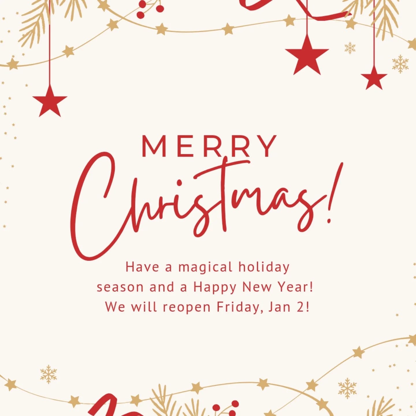 Happy holidays for those who do not celebrate Christmas and hope everyone has a safe, happy, and relaxing week!