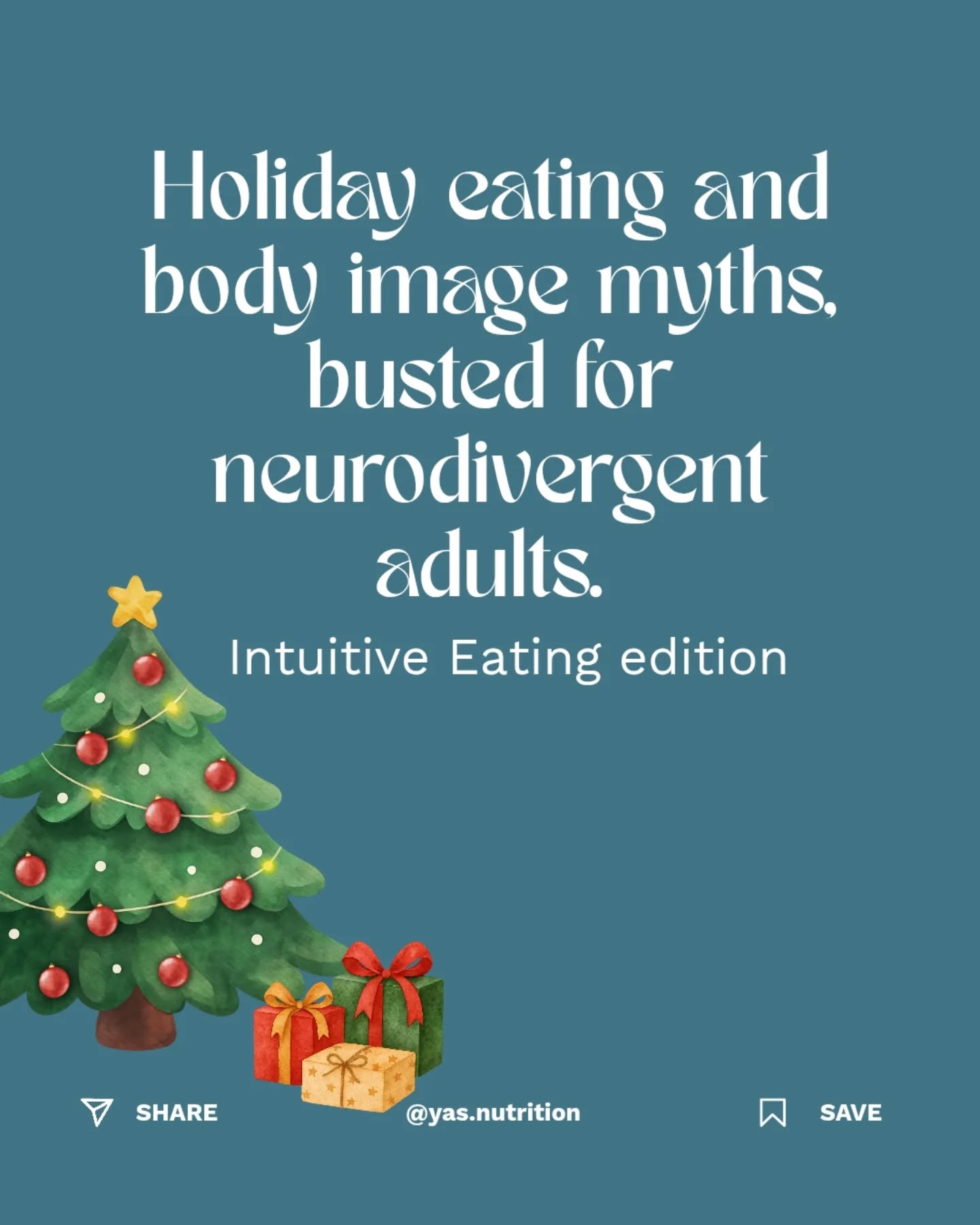 Christmas can amplify sensory load and disrupt hunger cues for neurodivergent adults.
That doesn’t mean you’ve failed. It means your nervous system is responding.
#christmasmyths #neurodivergent #intuitiveeating #ndaffirming #bodyimage