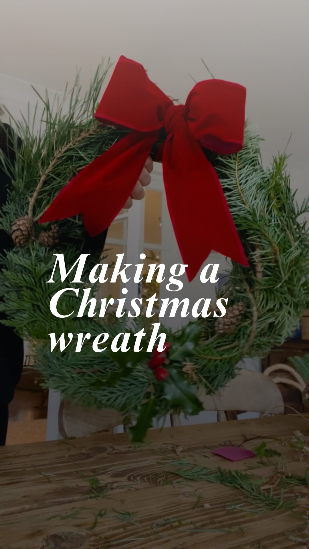 A friend was about to spend a small fortune on a Christmas wreath, so I made her one using things I already had at home and a few foraged bits from nearby plants.
I used a wire frame, floristry wire, scissors, fairy lights, and a ribbon. The wire frame serves as the foundation, and for the first layer, I chose bracken: a simple, sustainable alternative to moss. Credit to @anya_thegarden_fairy for that brilliant idea. And if you don’t have a wire frame, you can create a sturdy base by twisting a few long strands of ivy into a circle.
Wrap the bracken around your frame, secure it with wire, then start layering your greenery in one direction so it builds up nice and full. Any evergreens work well … I just avoid yew because it’s deadly if eaten, and with young kids in the house, it feels safer to leave it out. I love adding rosehips because they hold their colour and last beautifully.
Finish with holly, pinecones, berries, or whatever winter magic you have to hand. Let me know if you give it a go!